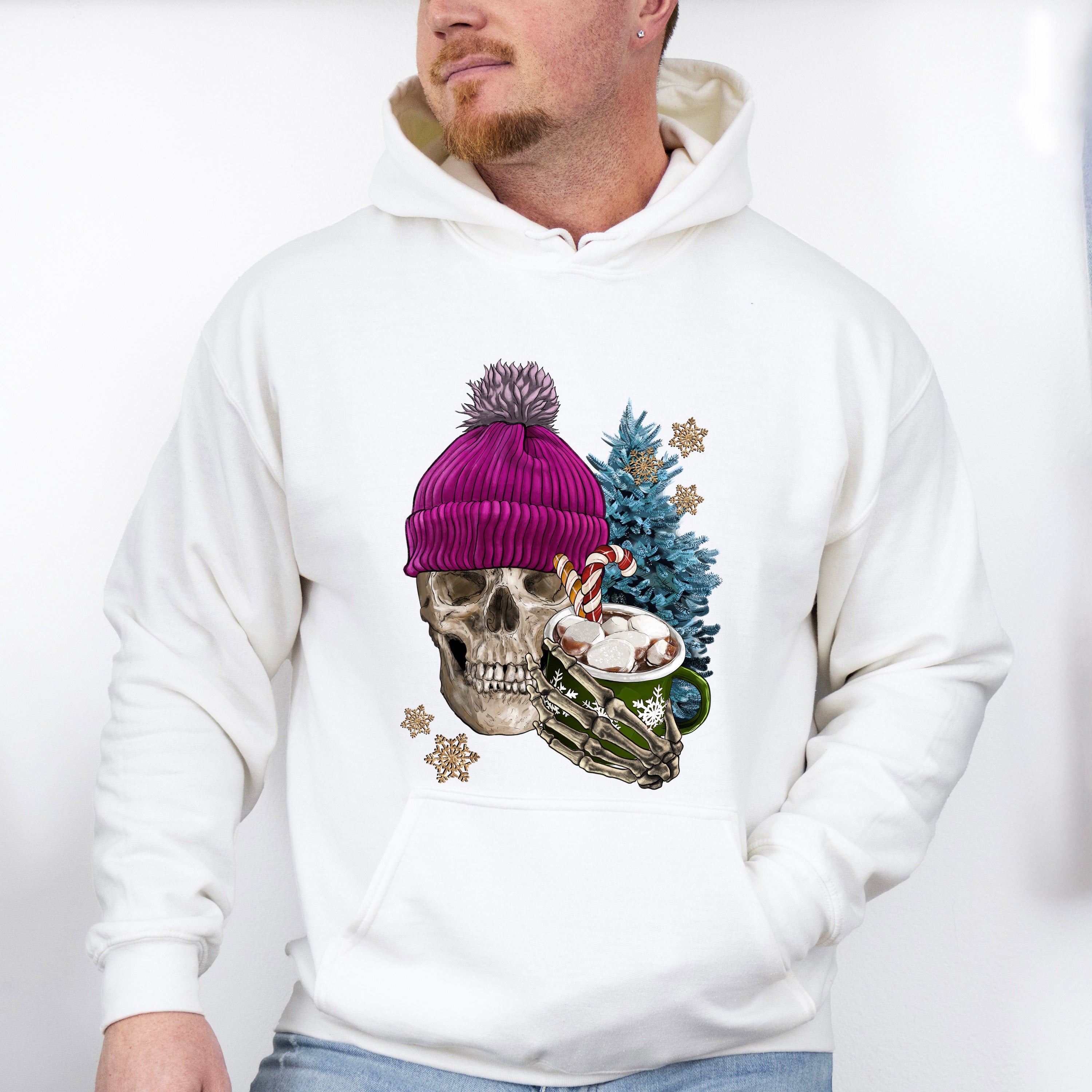 Skeleton Winter Hot Chocolate Design - Skeleton Unisex Crewneck T-Shirt Sweatshirt Hoodie