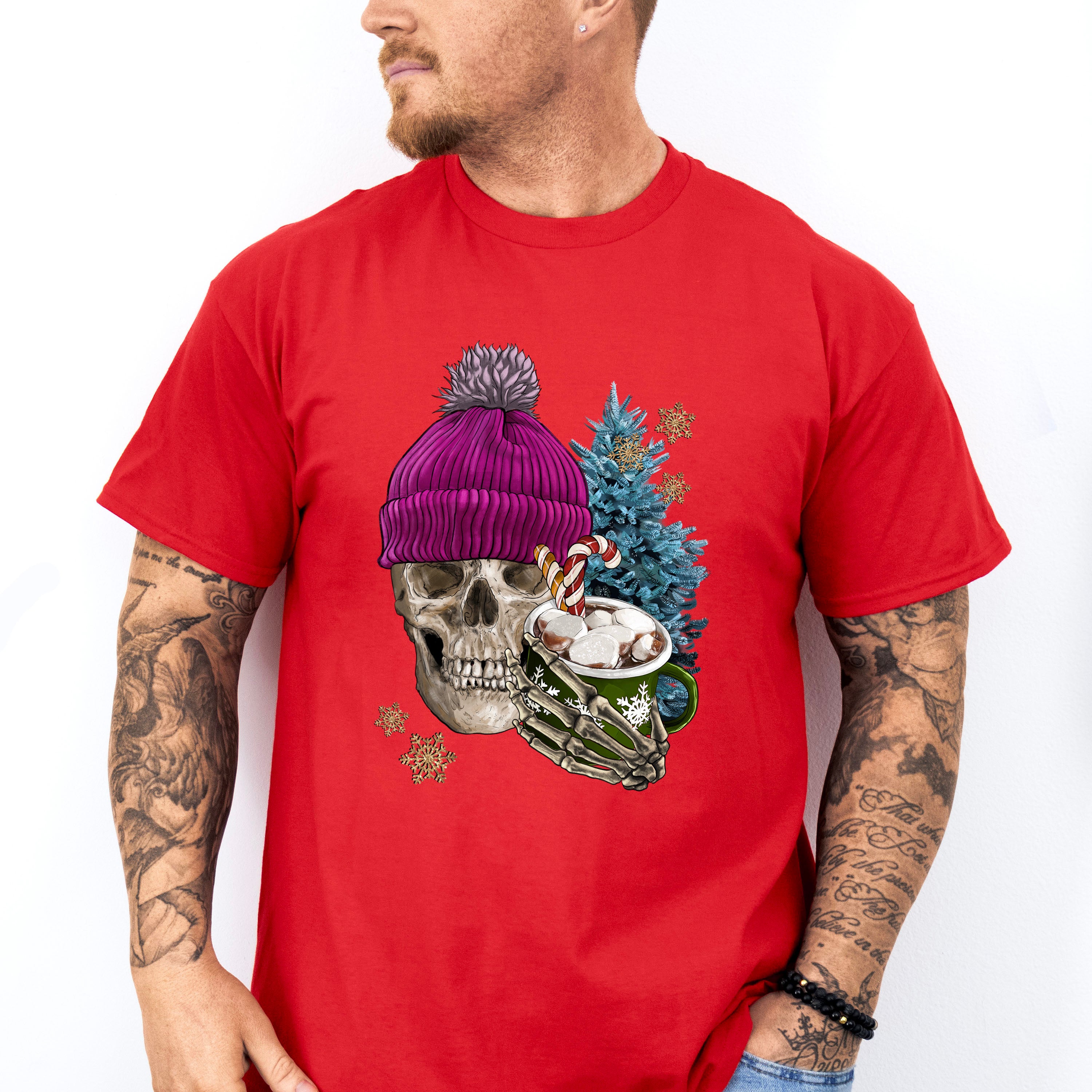 Skeleton Winter Hot Chocolate Design - Skeleton Unisex Crewneck T-Shirt Sweatshirt Hoodie