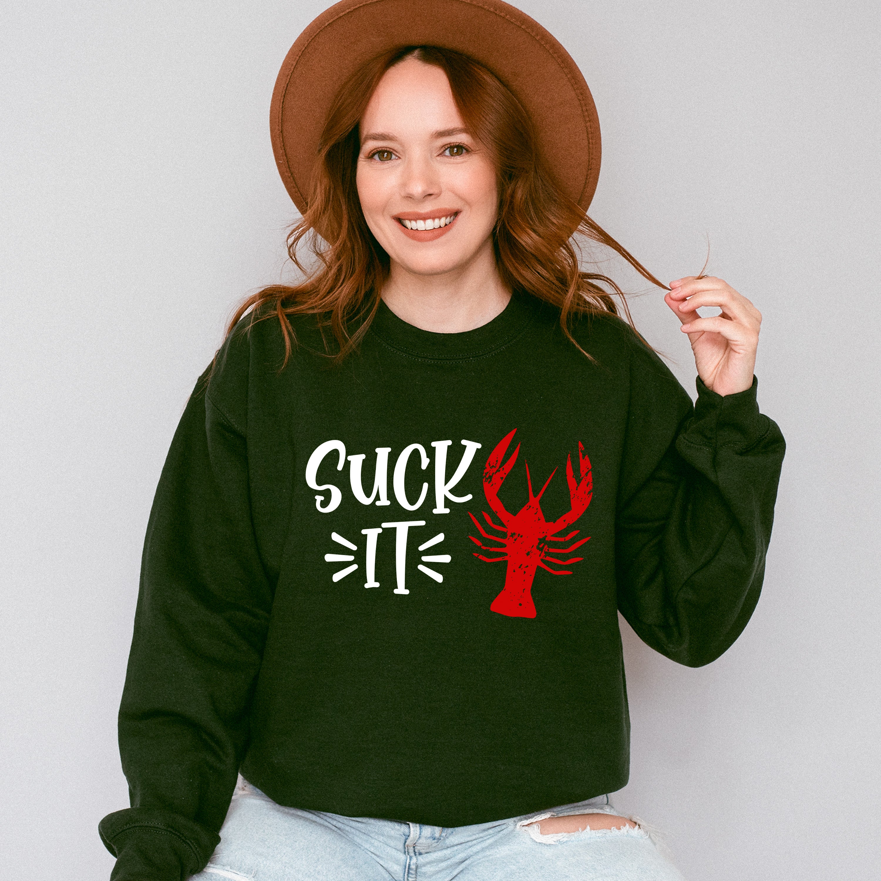 Suck It Crawfish Design - Crawfish Unisex Crewneck T-Shirt Sweatshirt Hoodie