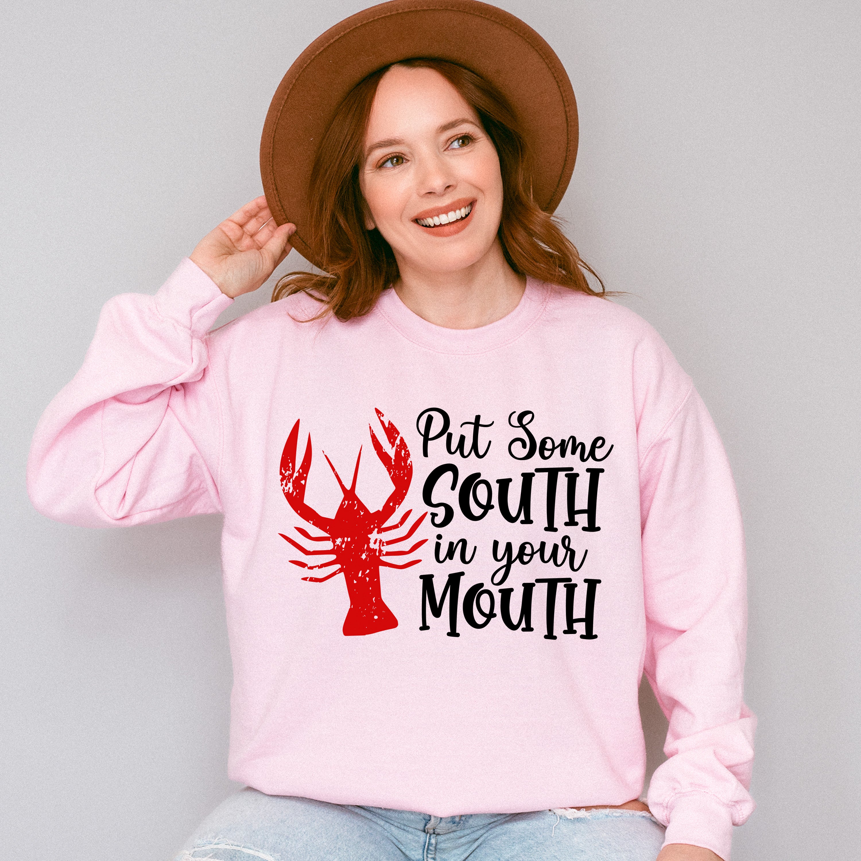 Put Some South In Your Mouth - Crawfish Unisex Crewneck T-Shirt Sweatshirt Hoodie