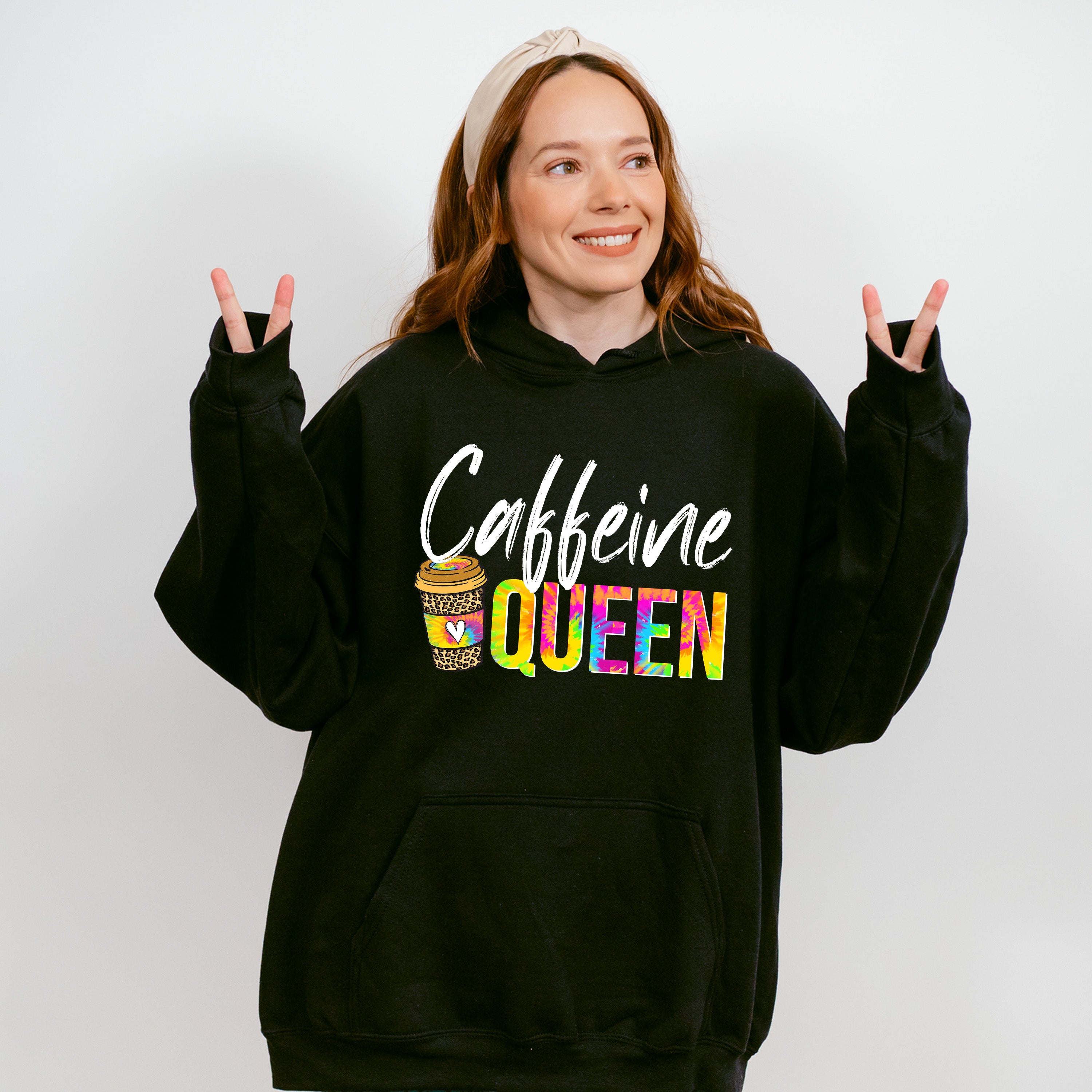 Caffeine Queen Colorful Design - Coffee Unisex Crewneck T-Shirt Sweatshirt Hoodie