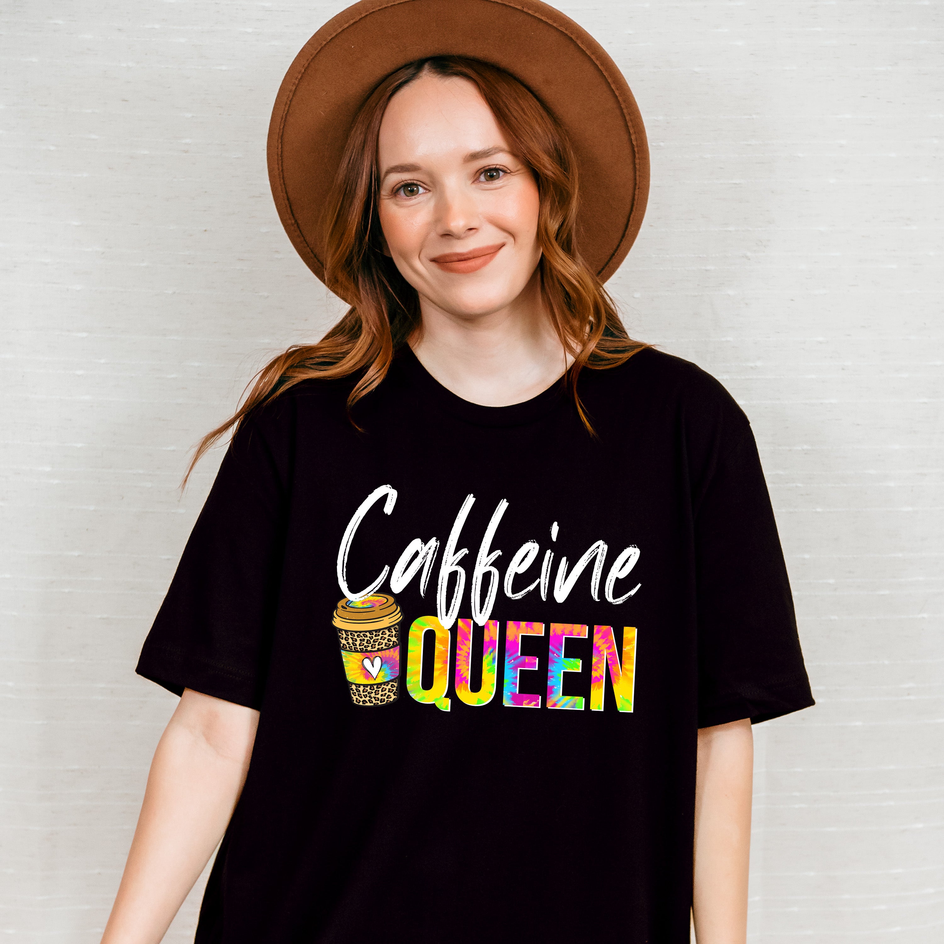Caffeine Queen Colorful Design - Coffee Unisex Crewneck T-Shirt Sweatshirt Hoodie