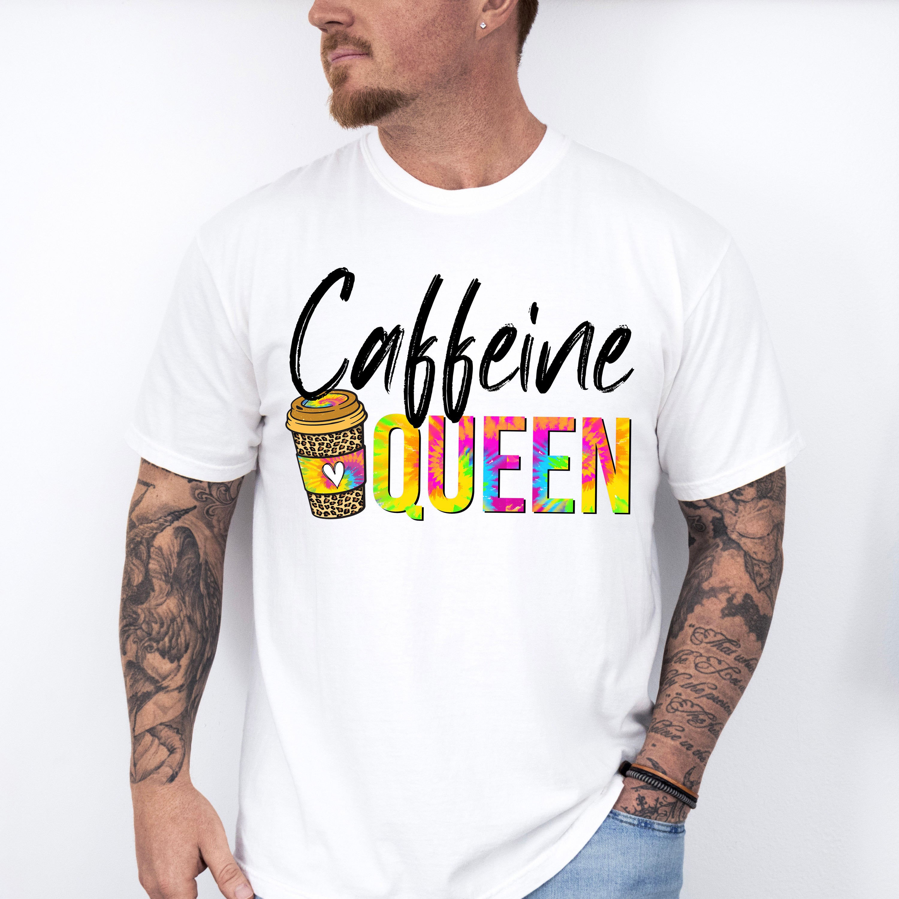 Caffeine Queen Colorful Design - Coffee Unisex Crewneck T-Shirt Sweatshirt Hoodie