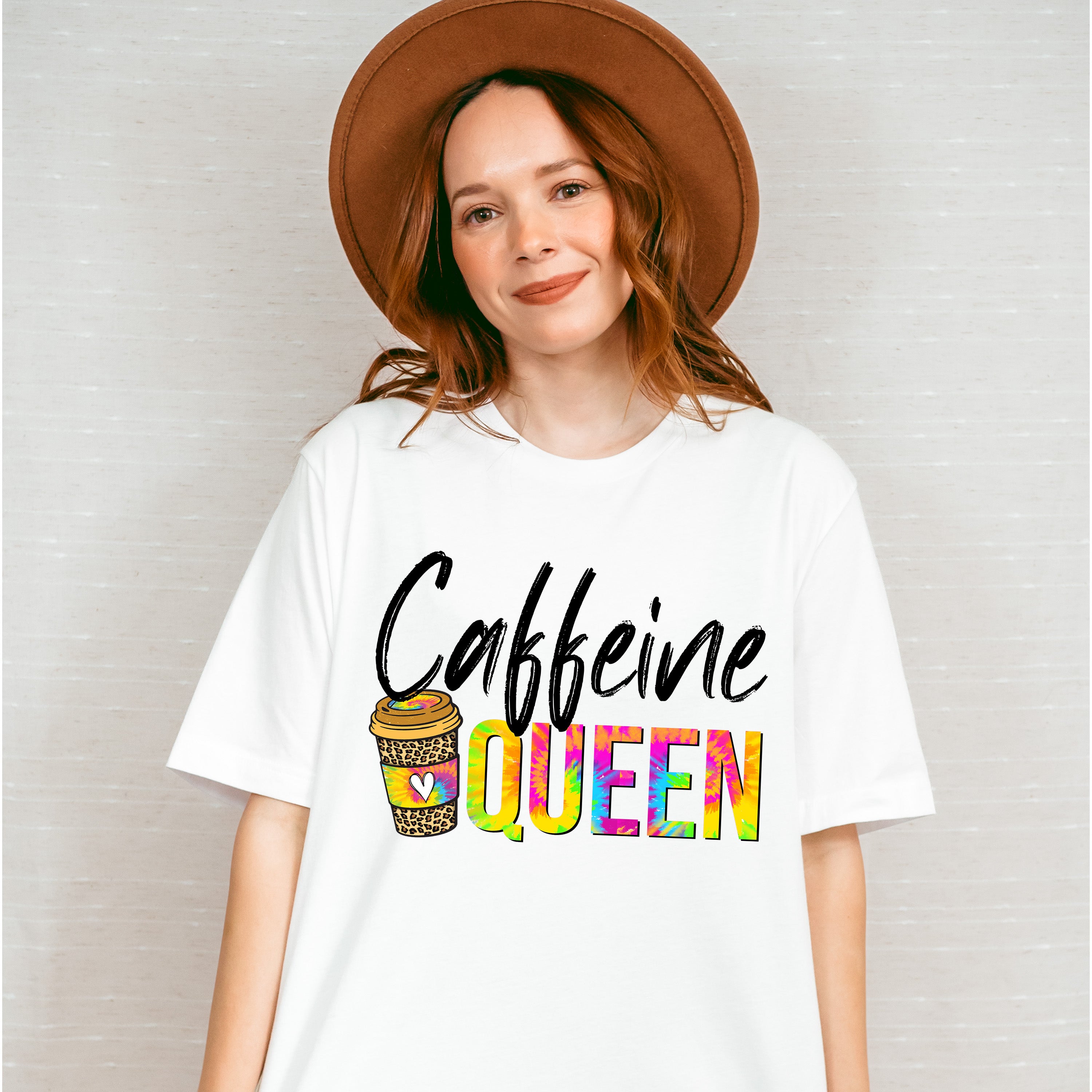 Caffeine Queen Colorful Design - Coffee Unisex Crewneck T-Shirt Sweatshirt Hoodie
