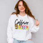Caffeine Queen Colorful Design - Coffee Unisex Crewneck T-Shirt Sweatshirt Hoodie