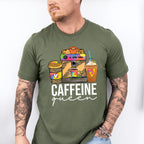 Caffeine Queen Leopard Print Design - Coffee Unisex Crewneck T-Shirt Sweatshirt Hoodie