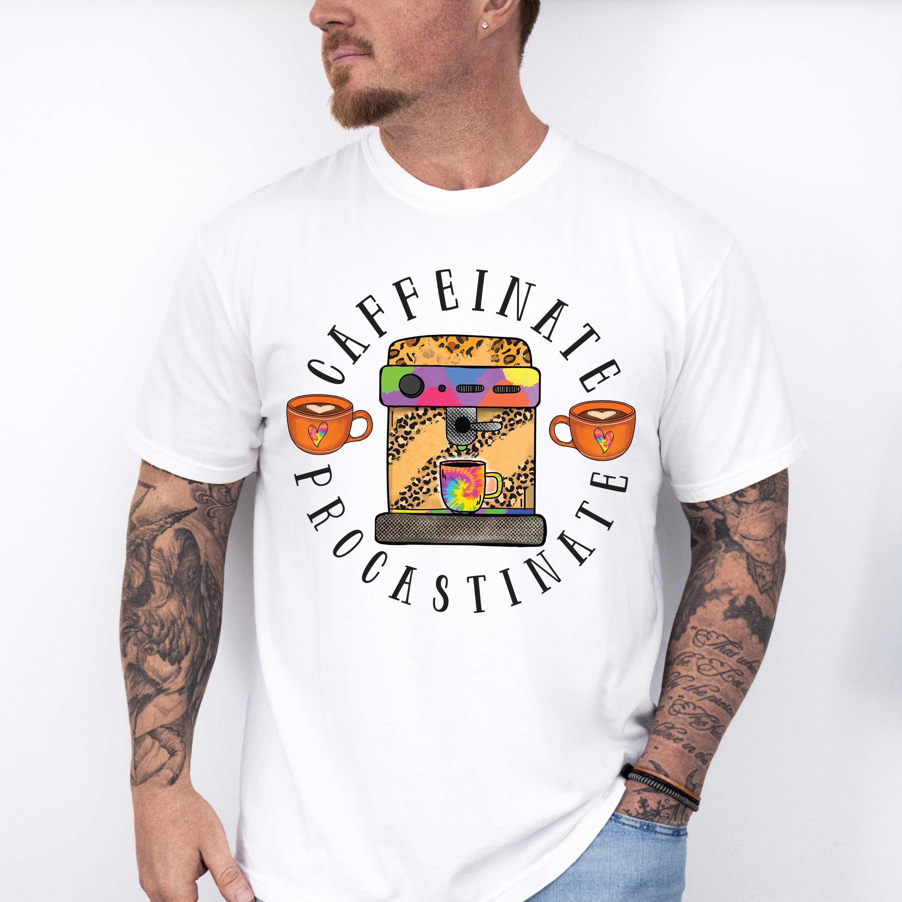 Caffeinate Procastinate - Coffee Unisex Crewneck T-Shirt Sweatshirt Hoodie