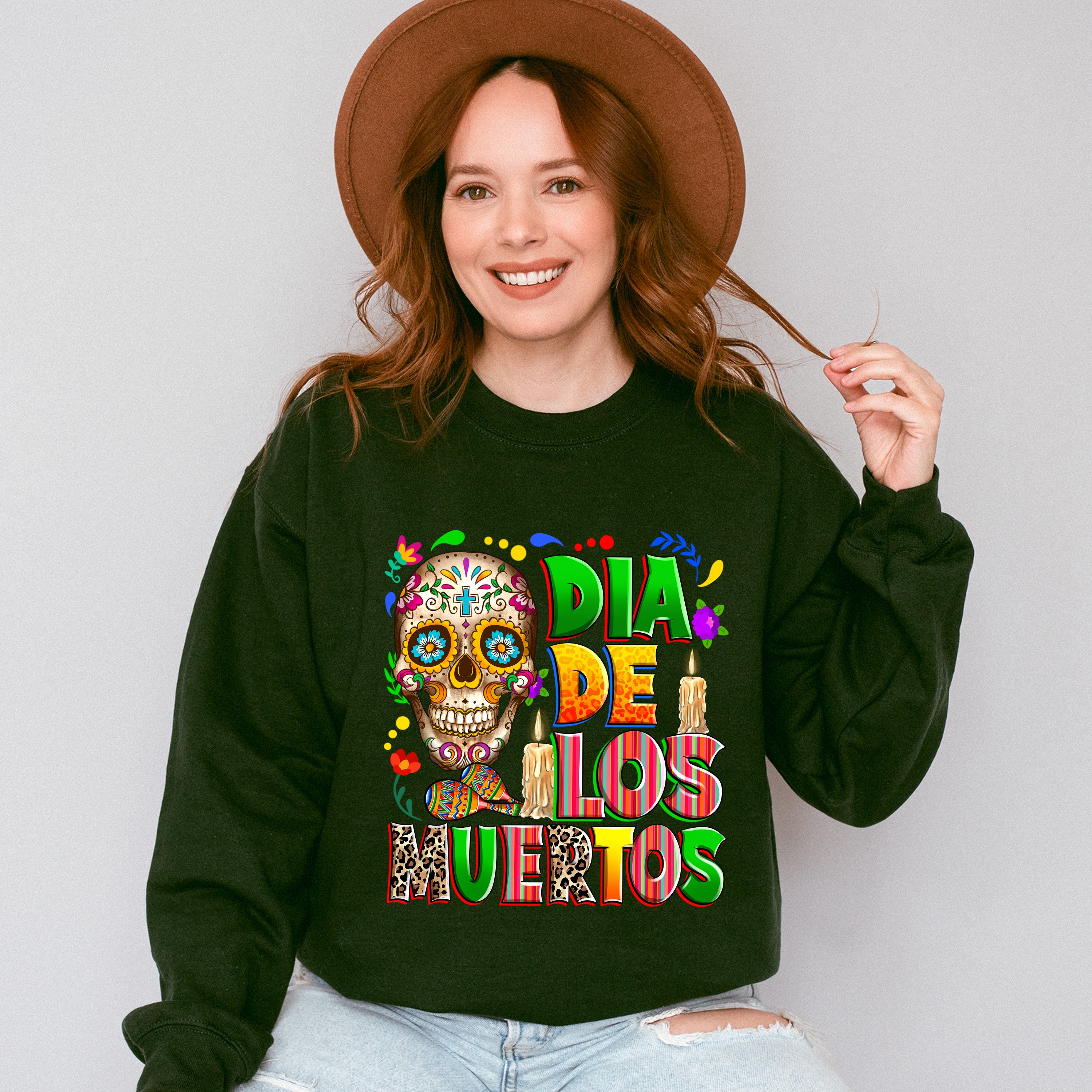 Dia De Los Muertos Skull Design - Day Of The Dead Unisex Crewneck T-Shirt Sweatshirt Hoodie
