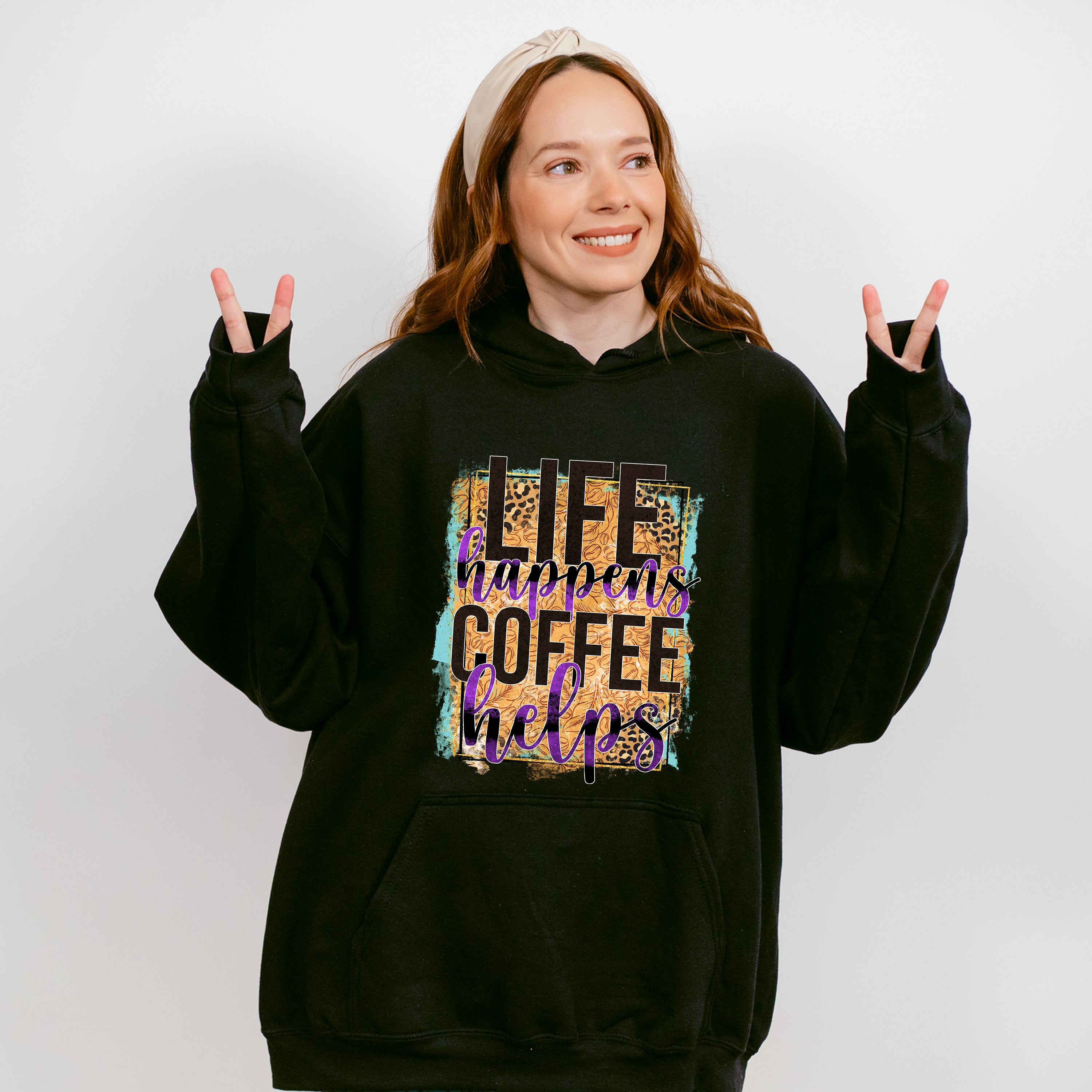 Life Happens Coffee Helps - Coffee Unisex Crewneck T-Shirt Sweatshirt Hoodie