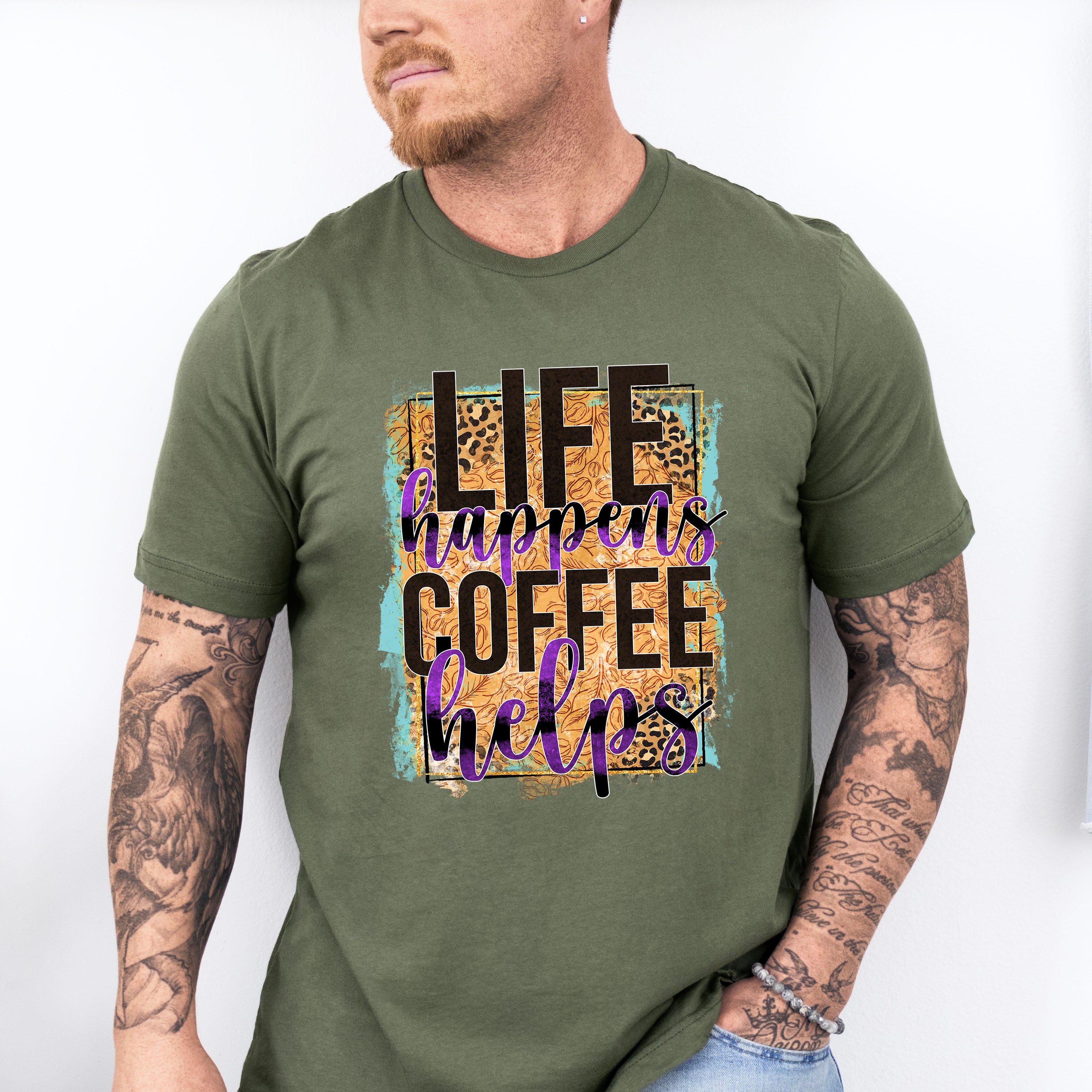 Life Happens Coffee Helps - Coffee Unisex Crewneck T-Shirt Sweatshirt Hoodie