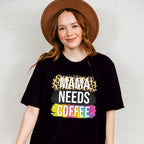 Mama Needs Coffee Leopard Print - Coffee Unisex Crewneck T-Shirt Sweatshirt Hoodie