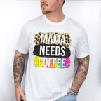 Mama Needs Coffee Leopard Print - Coffee Unisex Crewneck T-Shirt Sweatshirt Hoodie