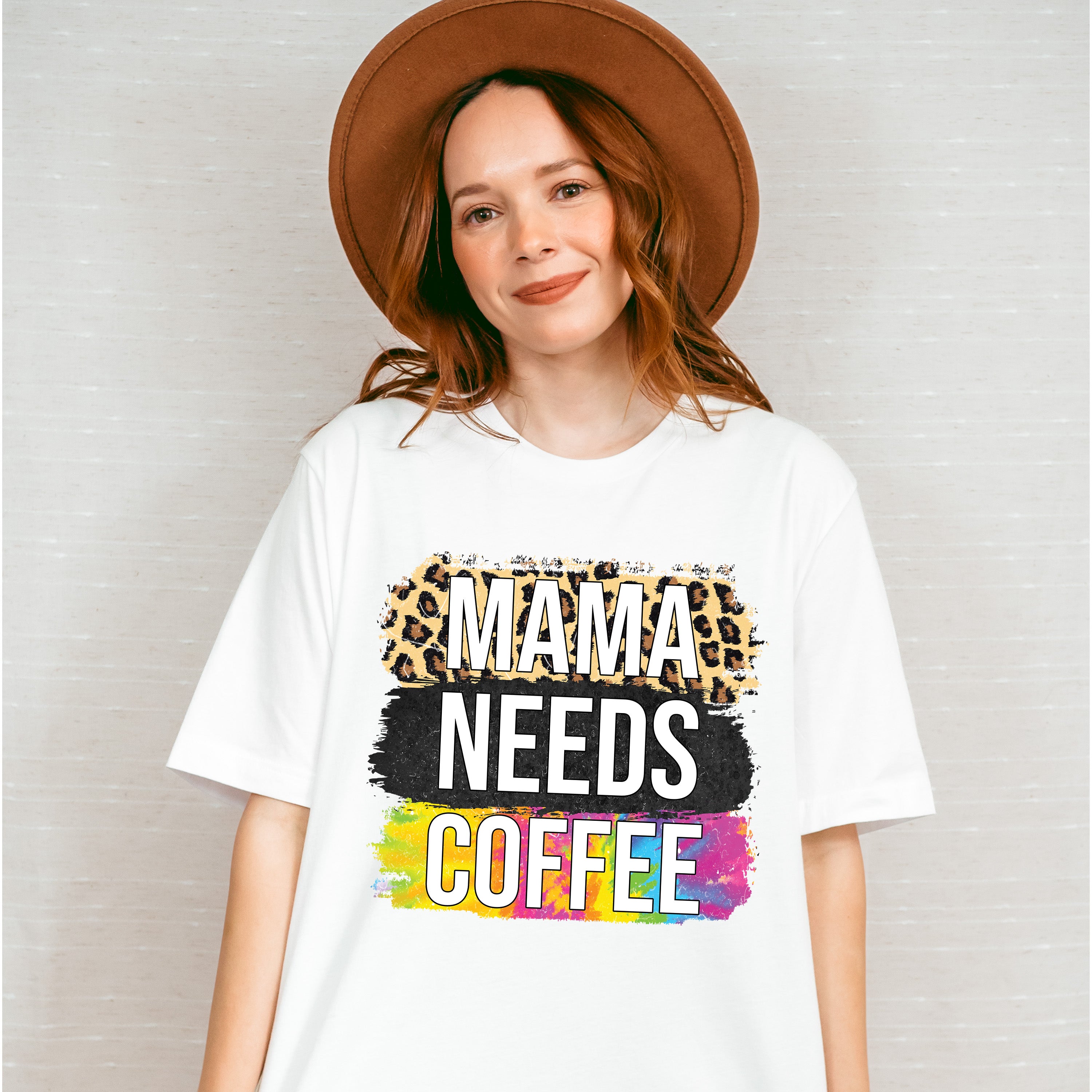 Mama Needs Coffee Leopard Print - Coffee Unisex Crewneck T-Shirt Sweatshirt Hoodie