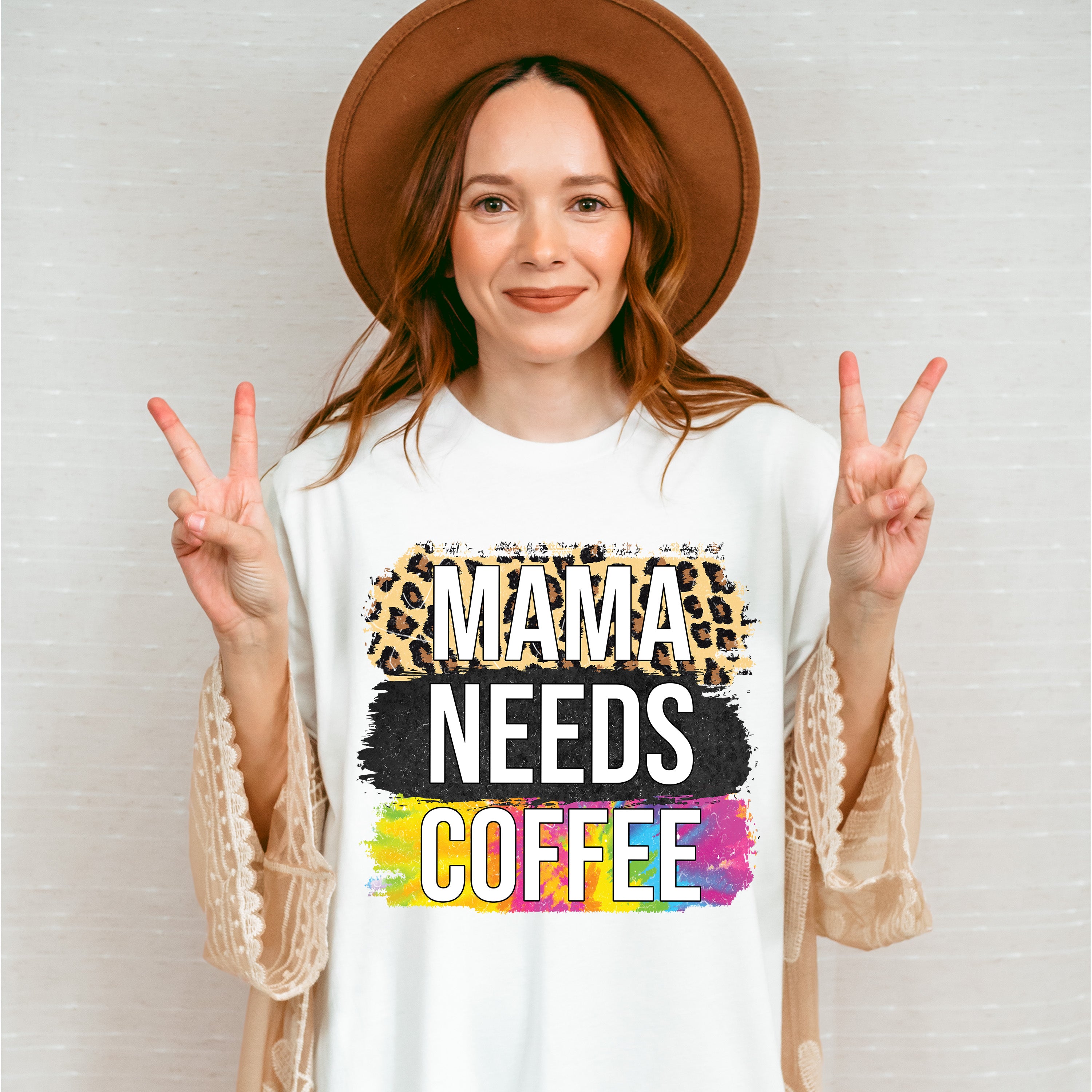 Mama Needs Coffee Leopard Print - Coffee Unisex Crewneck T-Shirt Sweatshirt Hoodie