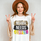 Mama Needs Coffee Leopard Print - Coffee Unisex Crewneck T-Shirt Sweatshirt Hoodie