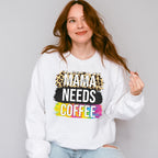 Mama Needs Coffee Leopard Print - Coffee Unisex Crewneck T-Shirt Sweatshirt Hoodie