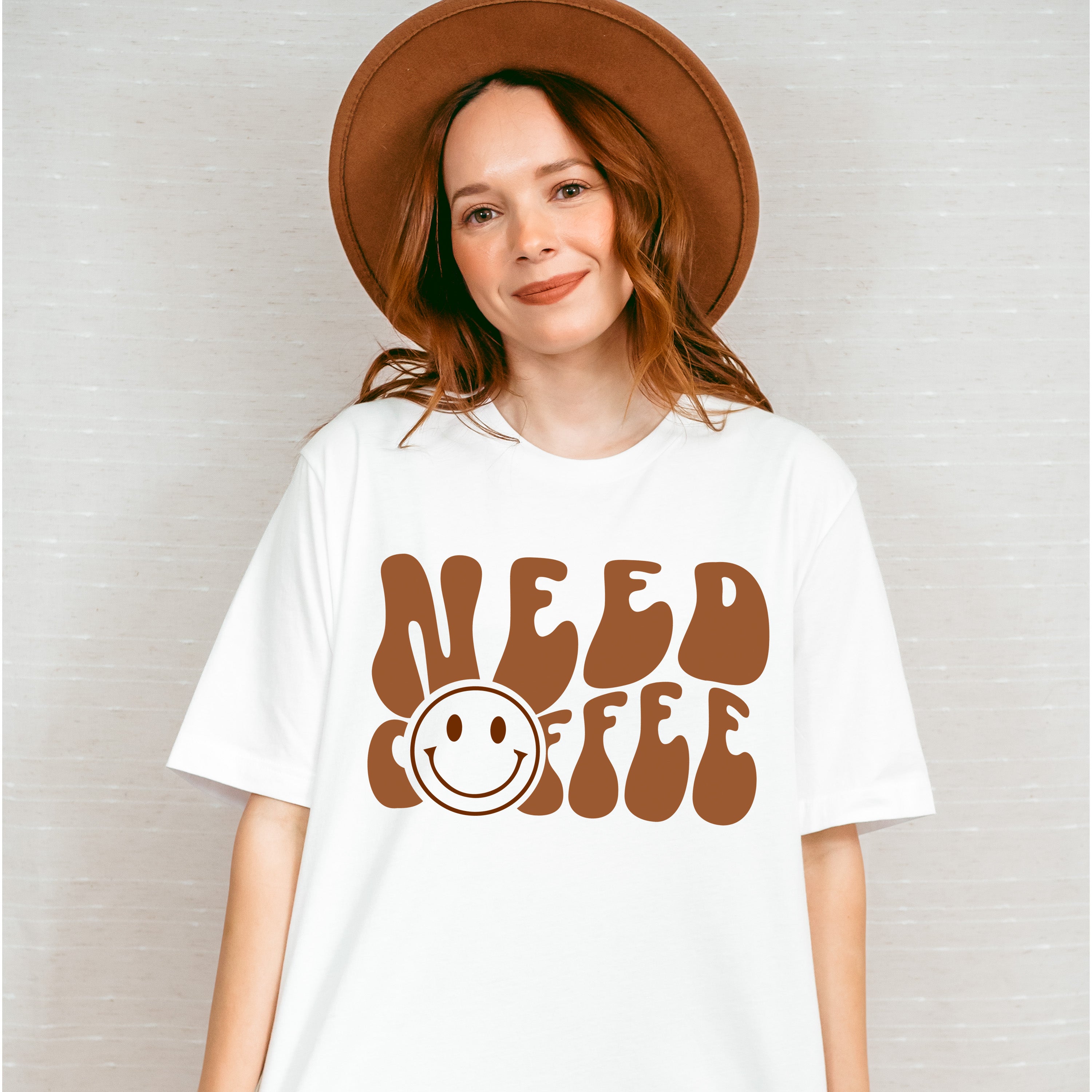 Need Coffee Smiley Design - Coffee Unisex Crewneck T-Shirt Sweatshirt Hoodie