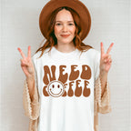 Need Coffee Smiley Design - Coffee Unisex Crewneck T-Shirt Sweatshirt Hoodie