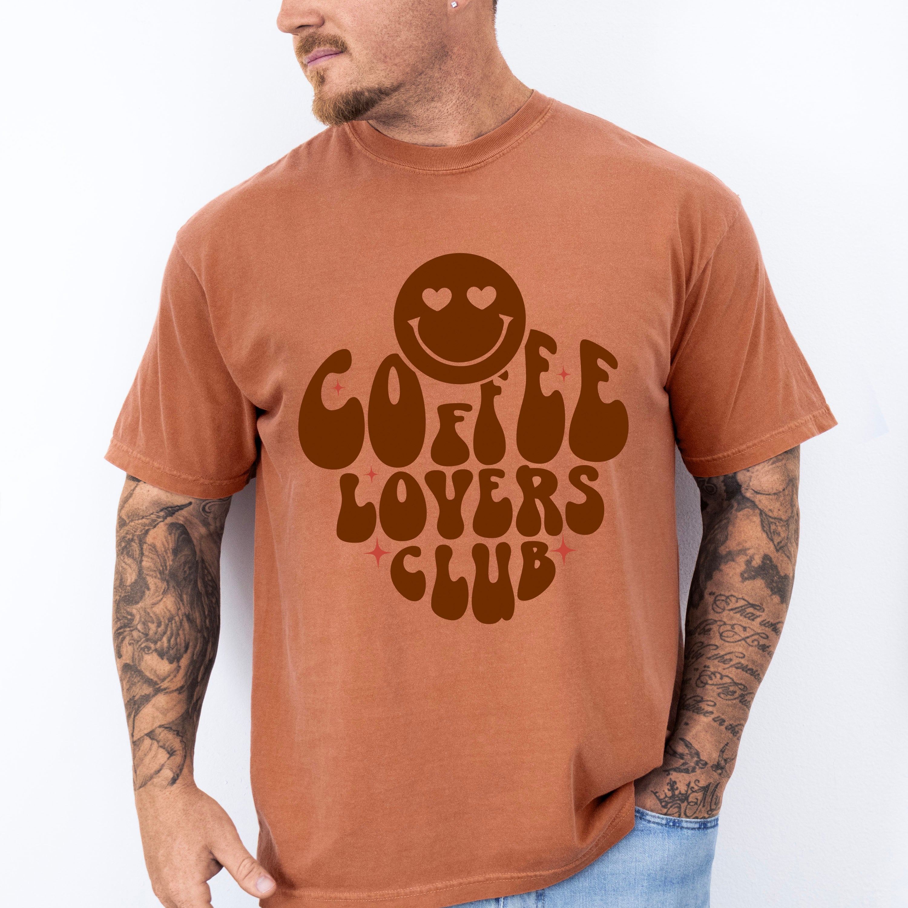 Coffee Lovers Club Smiley Design - Coffee Unisex Crewneck T-Shirt Sweatshirt Hoodie