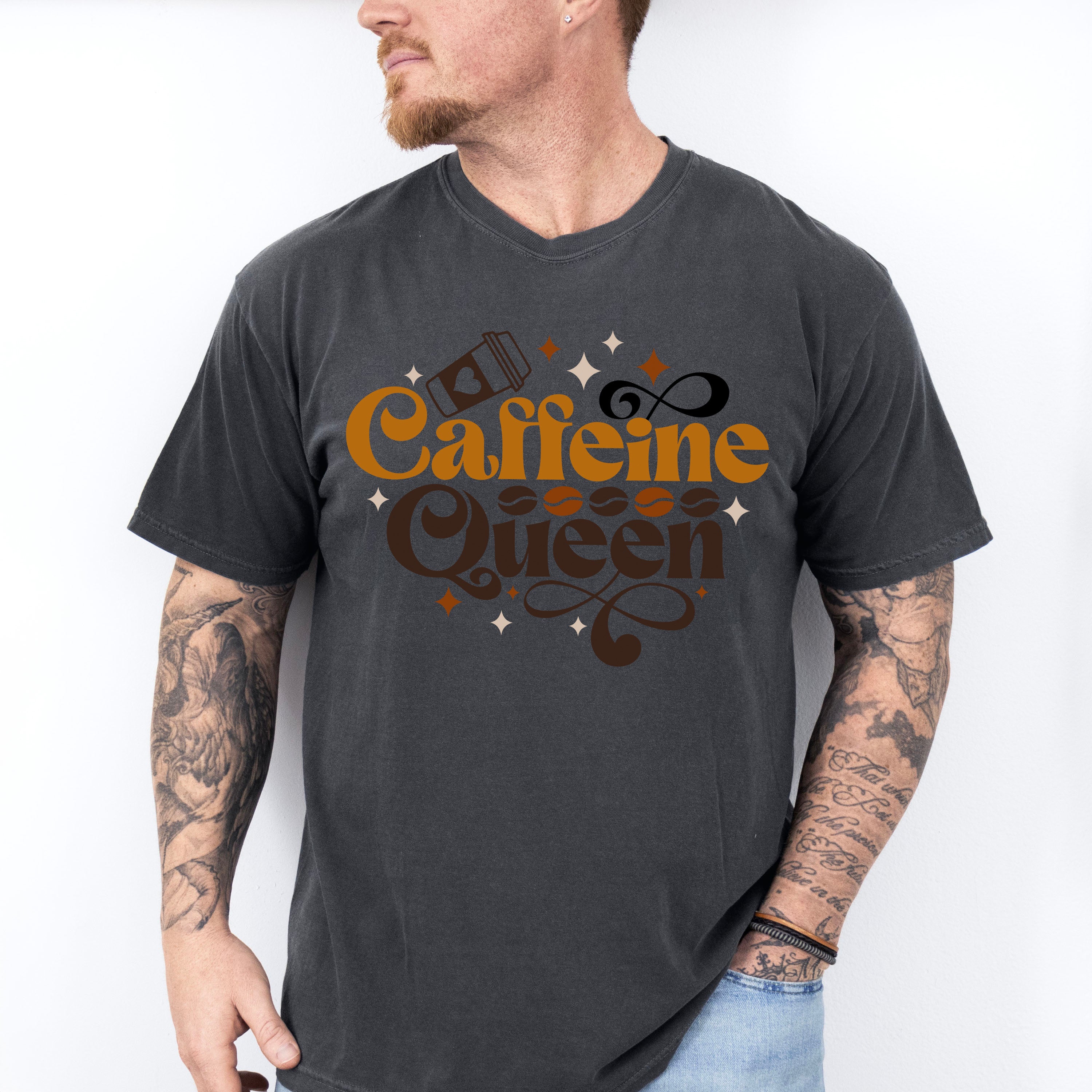 Caffeine Queen Coffee Beans Design - Coffee Unisex Crewneck T-Shirt Sweatshirt Hoodie