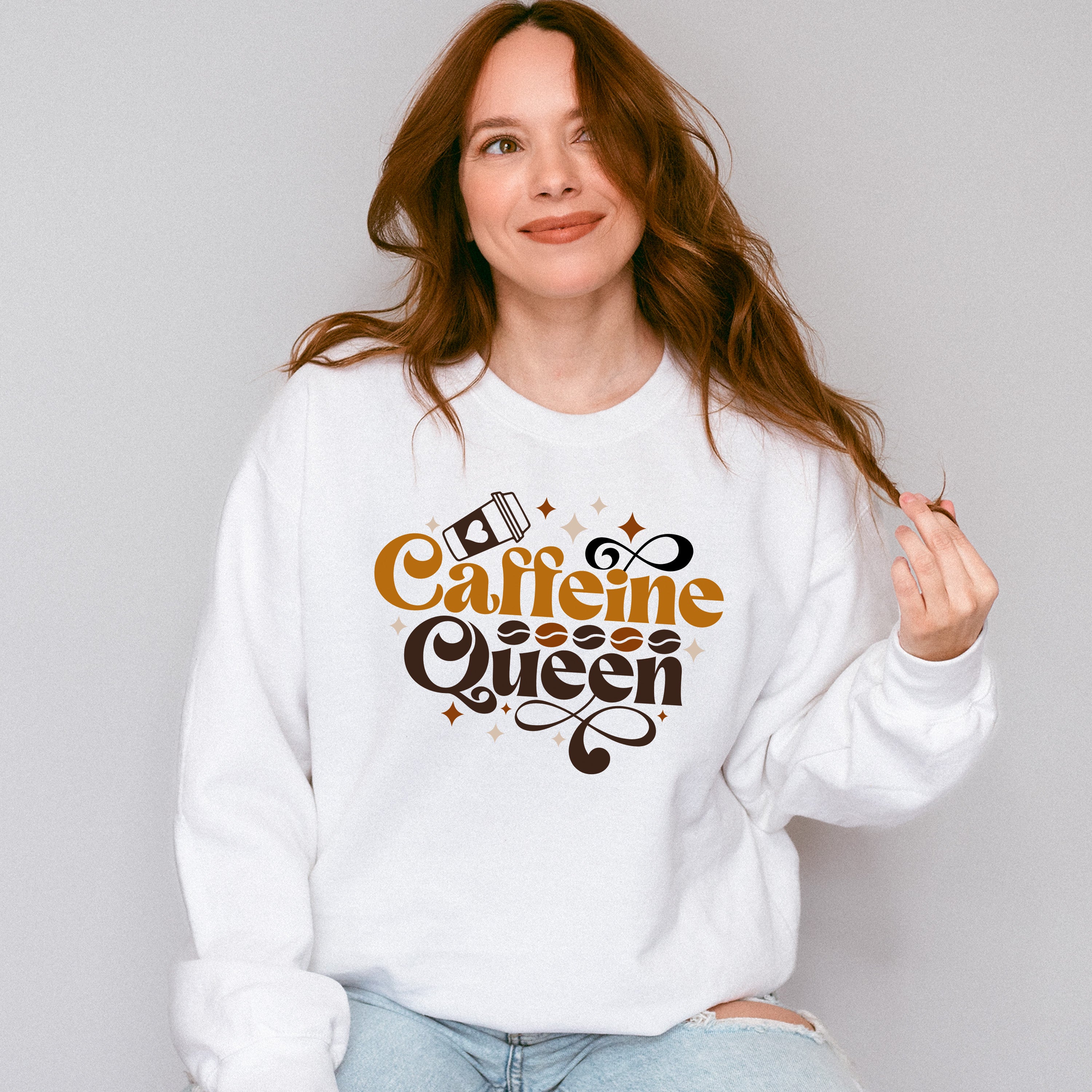 Caffeine Queen Coffee Beans Design - Coffee Unisex Crewneck T-Shirt Sweatshirt Hoodie