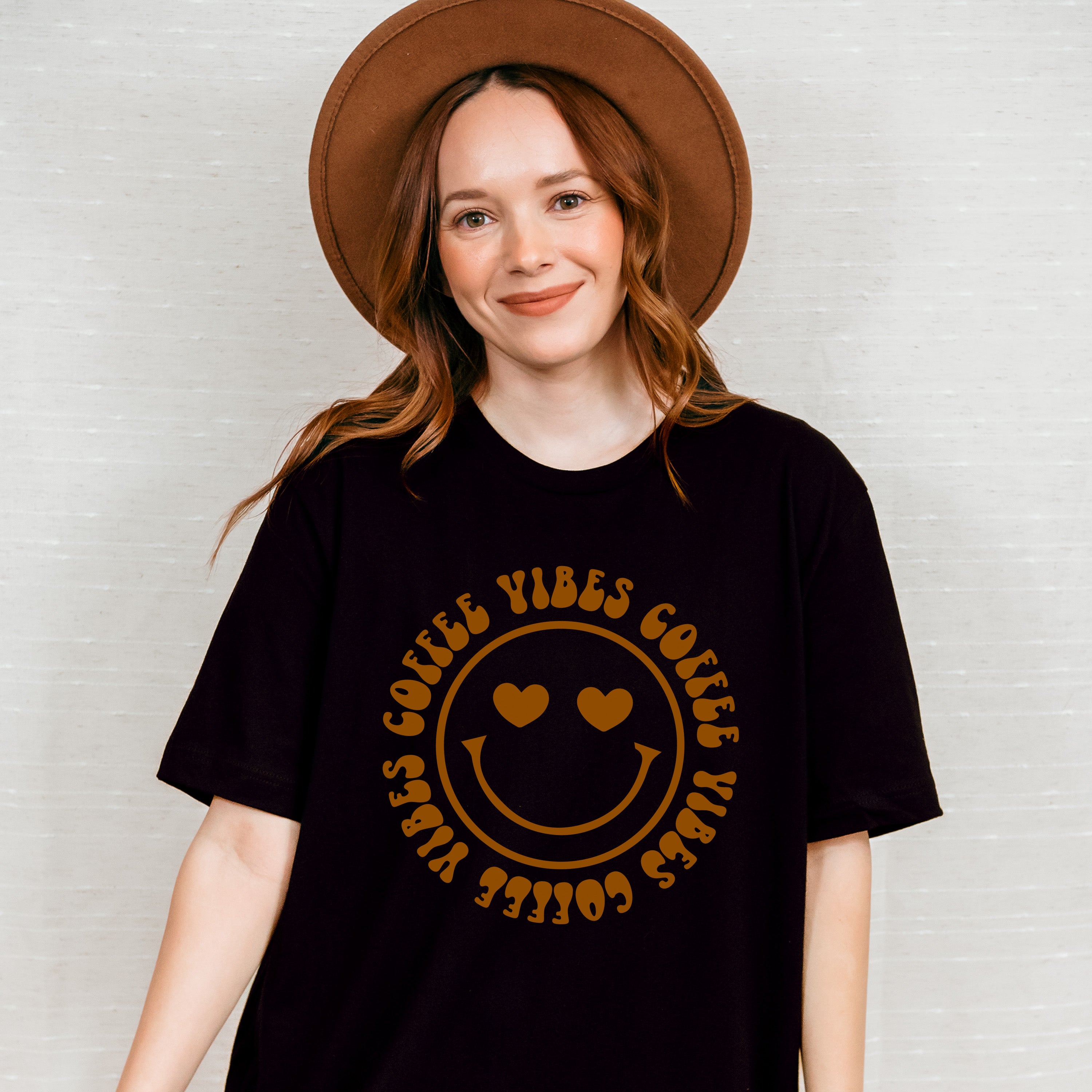 Coffee Vibes Smiley Design - Coffee Unisex Crewneck T-Shirt Sweatshirt Hoodie