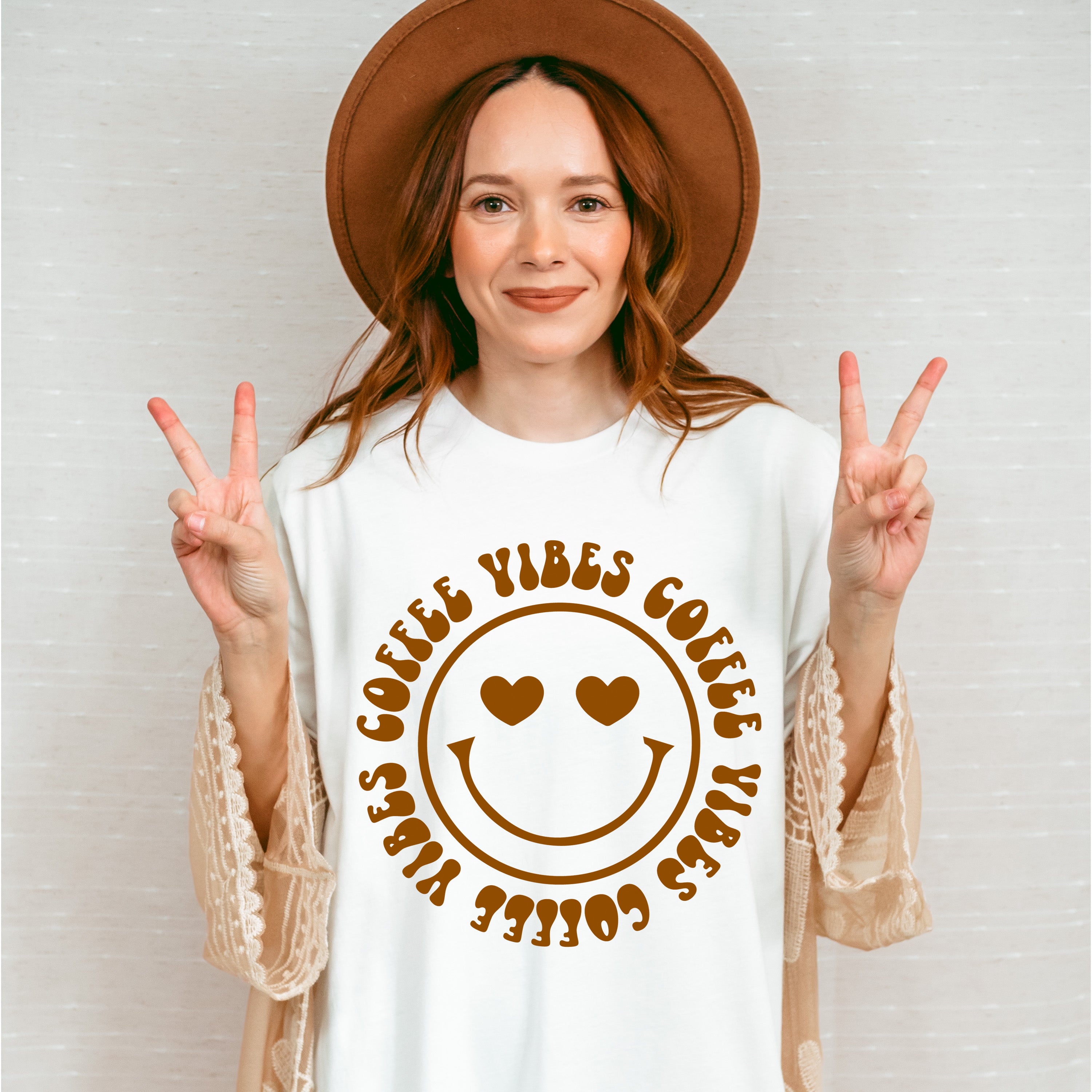 Coffee Vibes Smiley Design - Coffee Unisex Crewneck T-Shirt Sweatshirt Hoodie