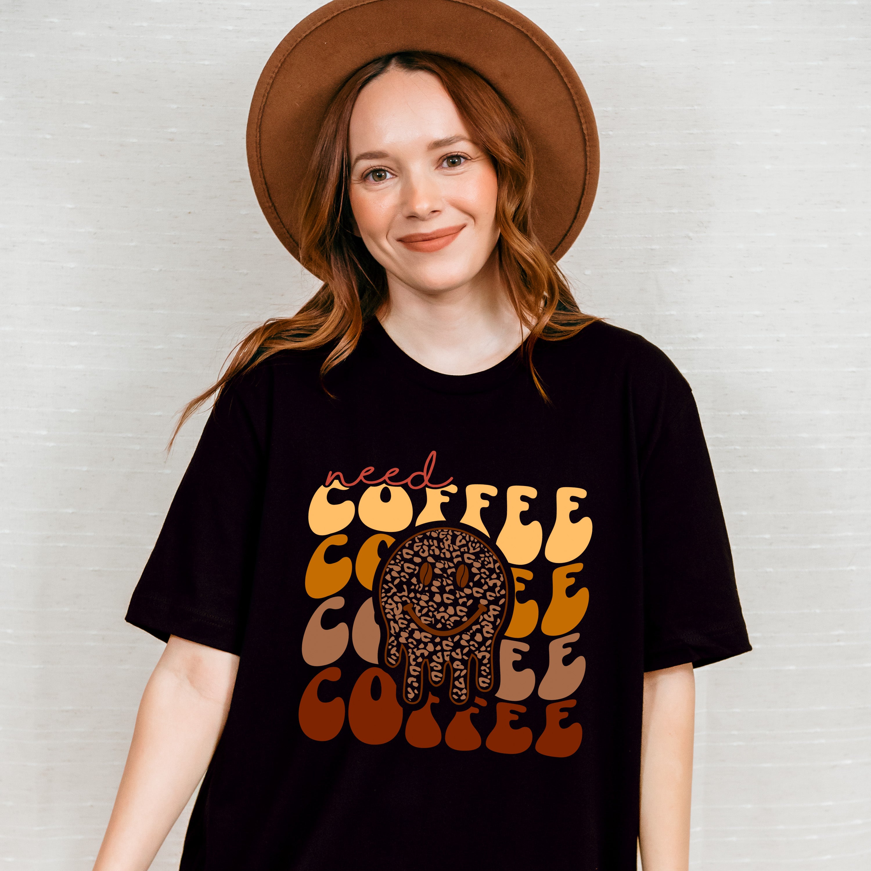 Need Coffee Smiley Design - Coffee Unisex Crewneck T-Shirt Sweatshirt Hoodie