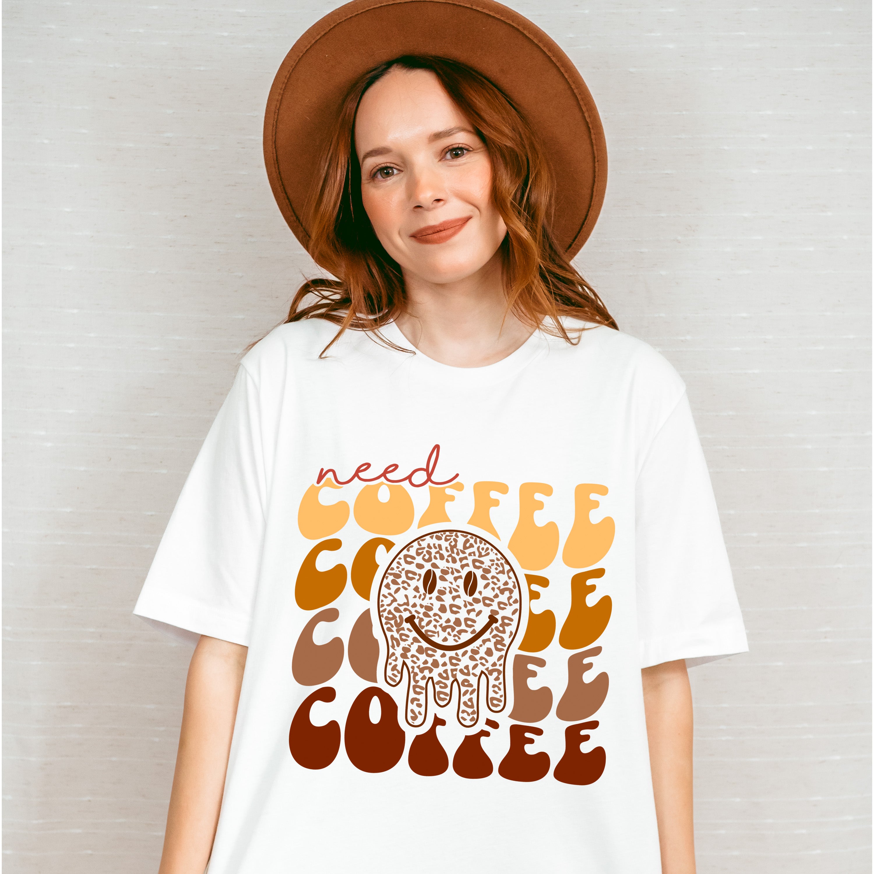 Need Coffee Smiley Design - Coffee Unisex Crewneck T-Shirt Sweatshirt Hoodie