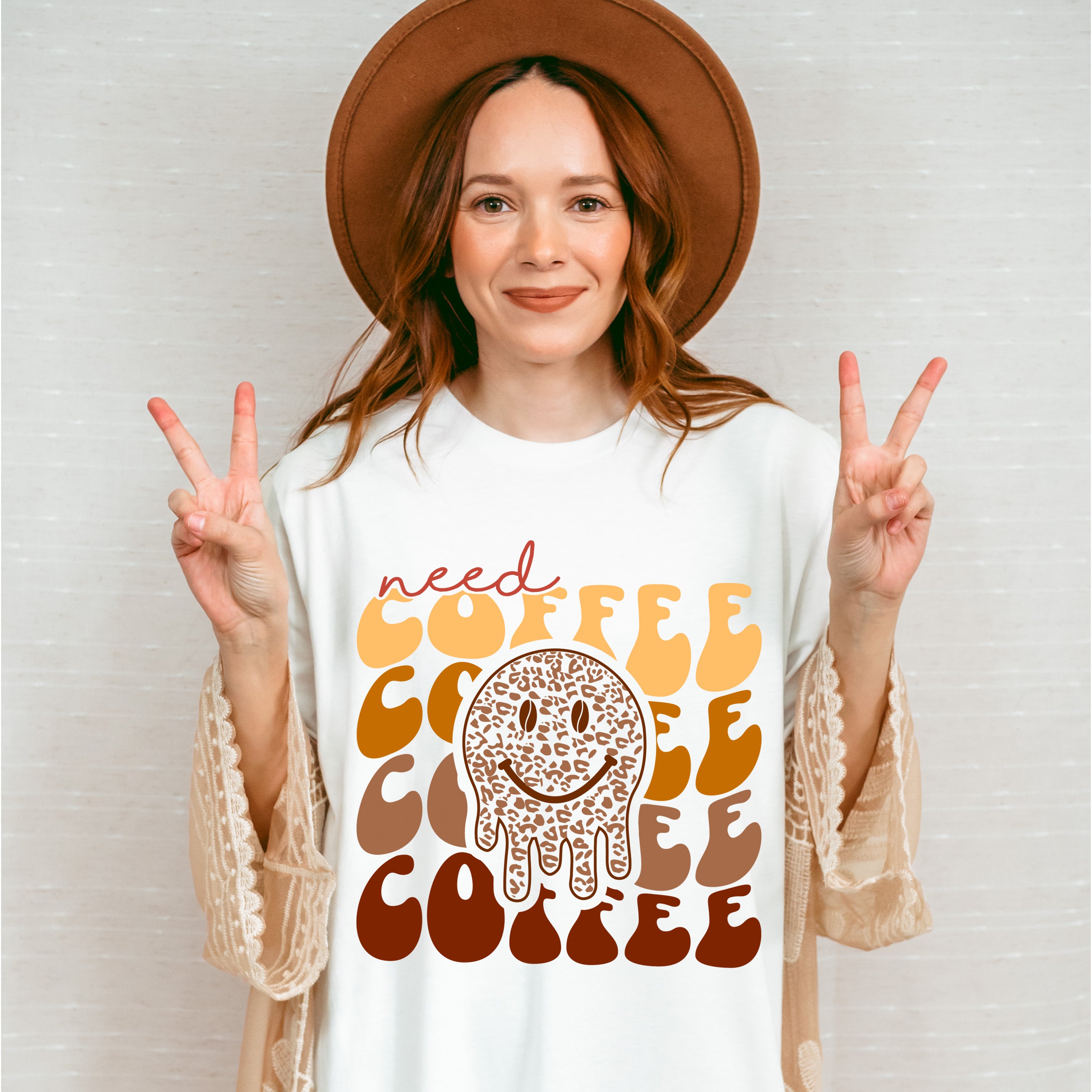 Need Coffee Smiley Design - Coffee Unisex Crewneck T-Shirt Sweatshirt Hoodie