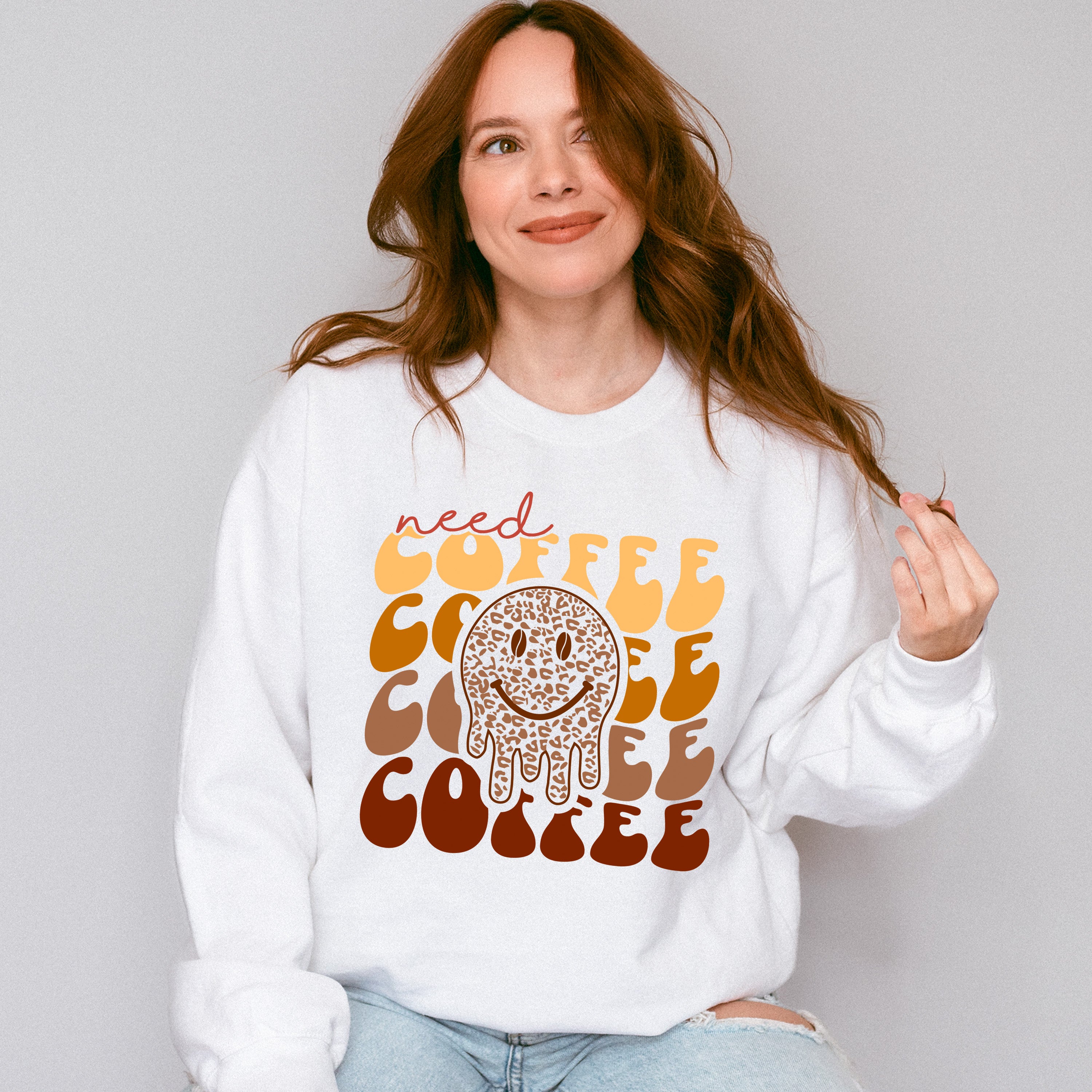 Need Coffee Smiley Design - Coffee Unisex Crewneck T-Shirt Sweatshirt Hoodie