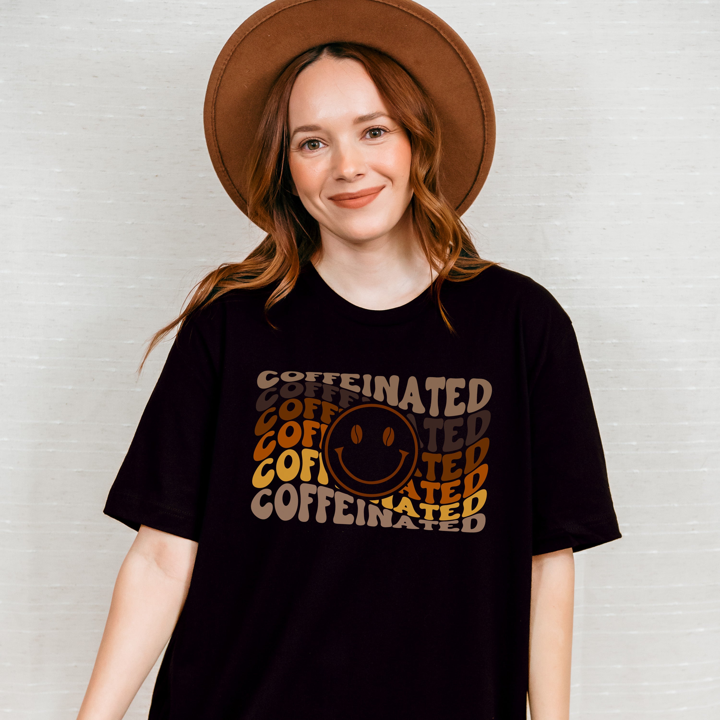 Coffeinated Smiley Design - Coffee Unisex Crewneck T-Shirt Sweatshirt Hoodie