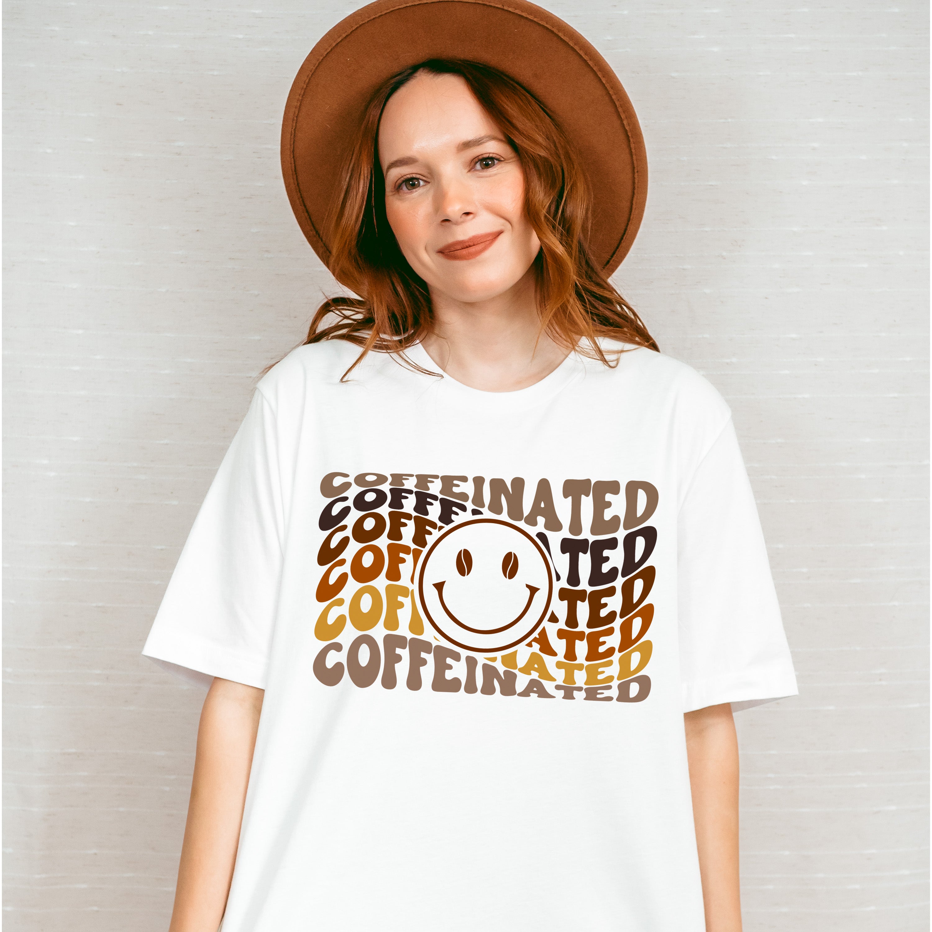 Coffeinated Smiley Design - Coffee Unisex Crewneck T-Shirt Sweatshirt Hoodie
