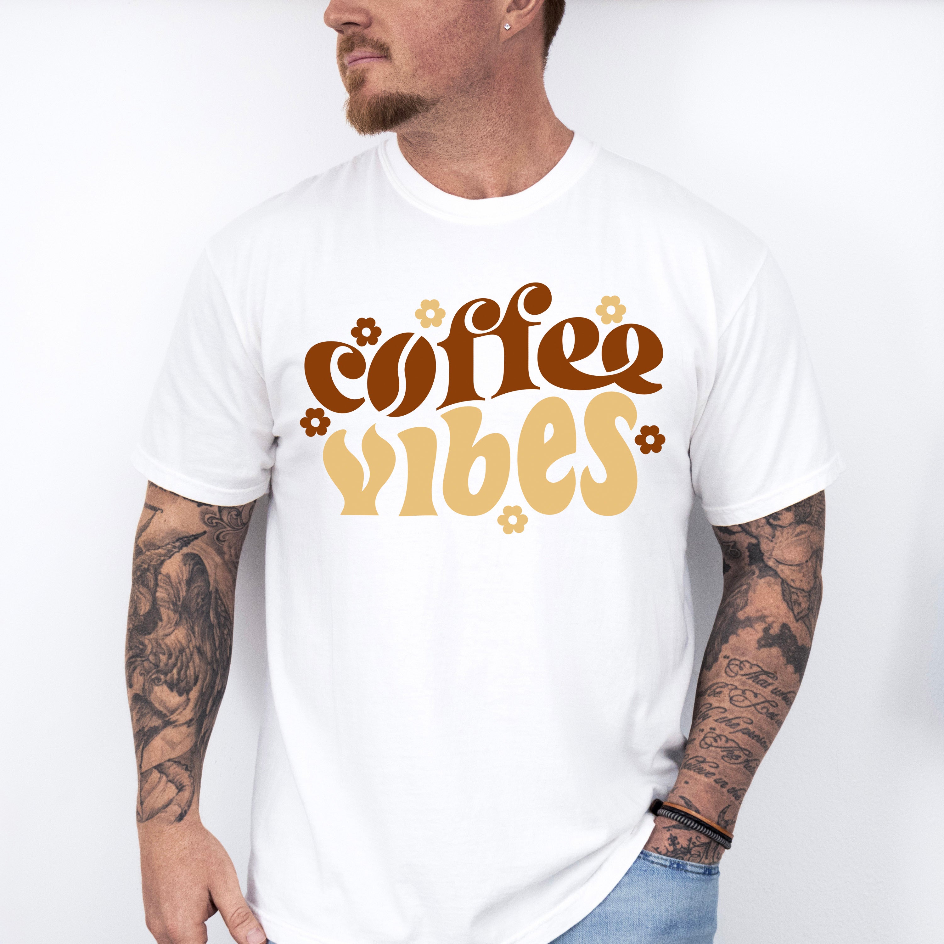 Coffee Vibes Flower Design - Coffee Unisex Crewneck T-Shirt Sweatshirt Hoodie
