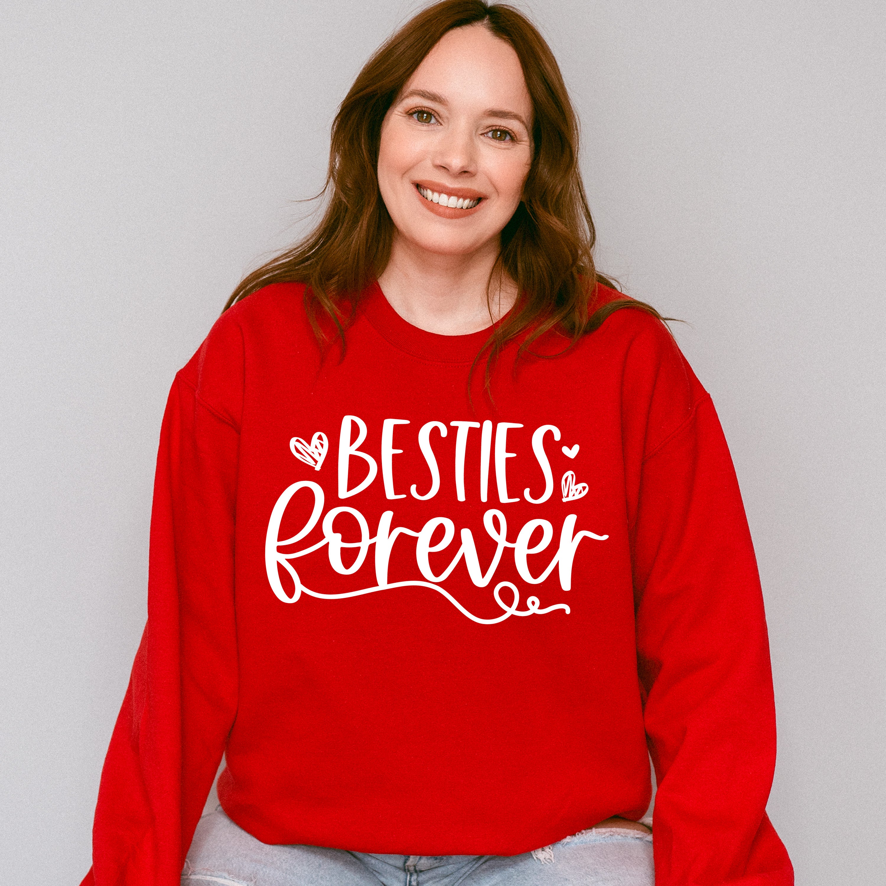 Besties Forever Heart Design - BFF Unisex Crewneck T-Shirt Sweatshirt Hoodie