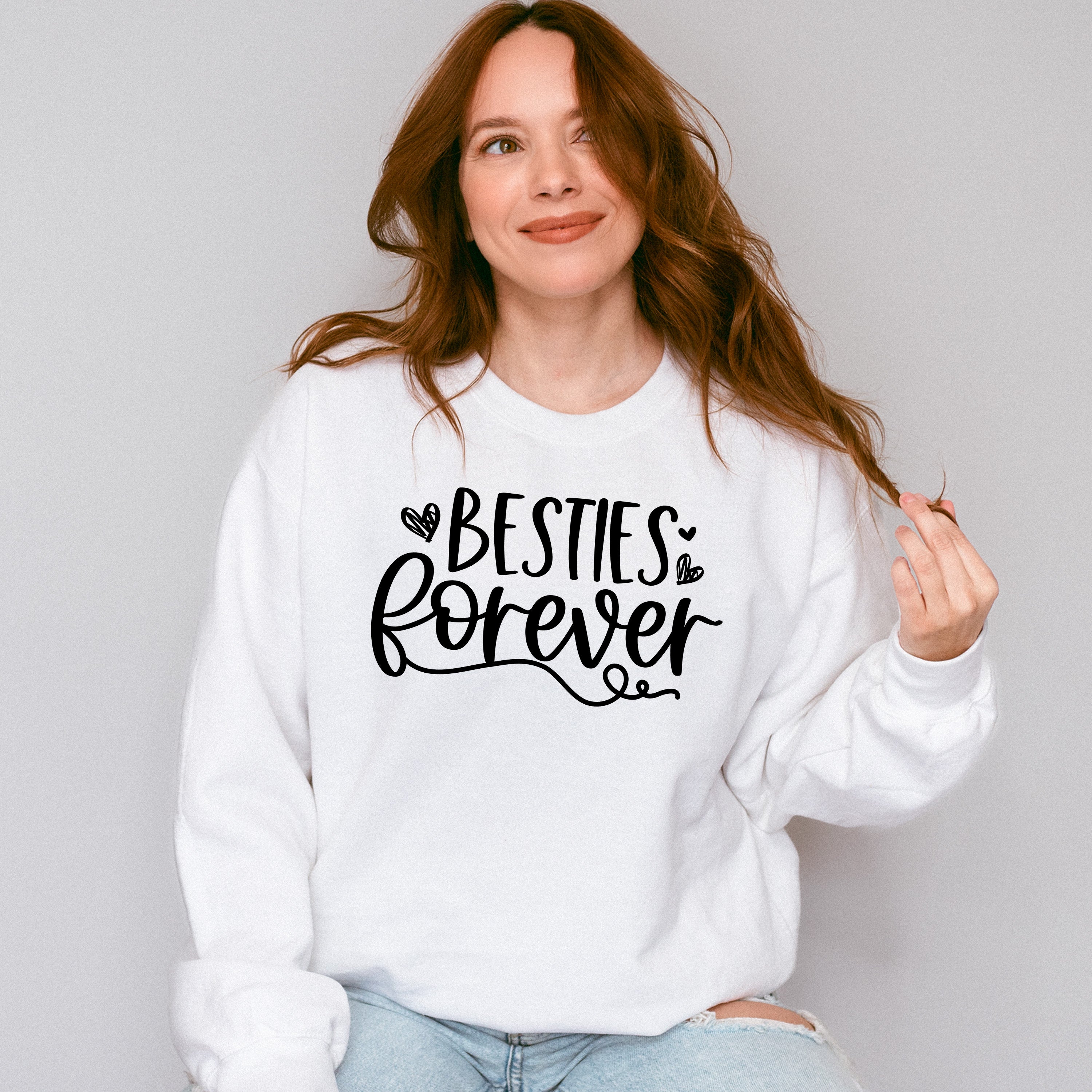 Besties Forever Heart Design - BFF Unisex Crewneck T-Shirt Sweatshirt Hoodie