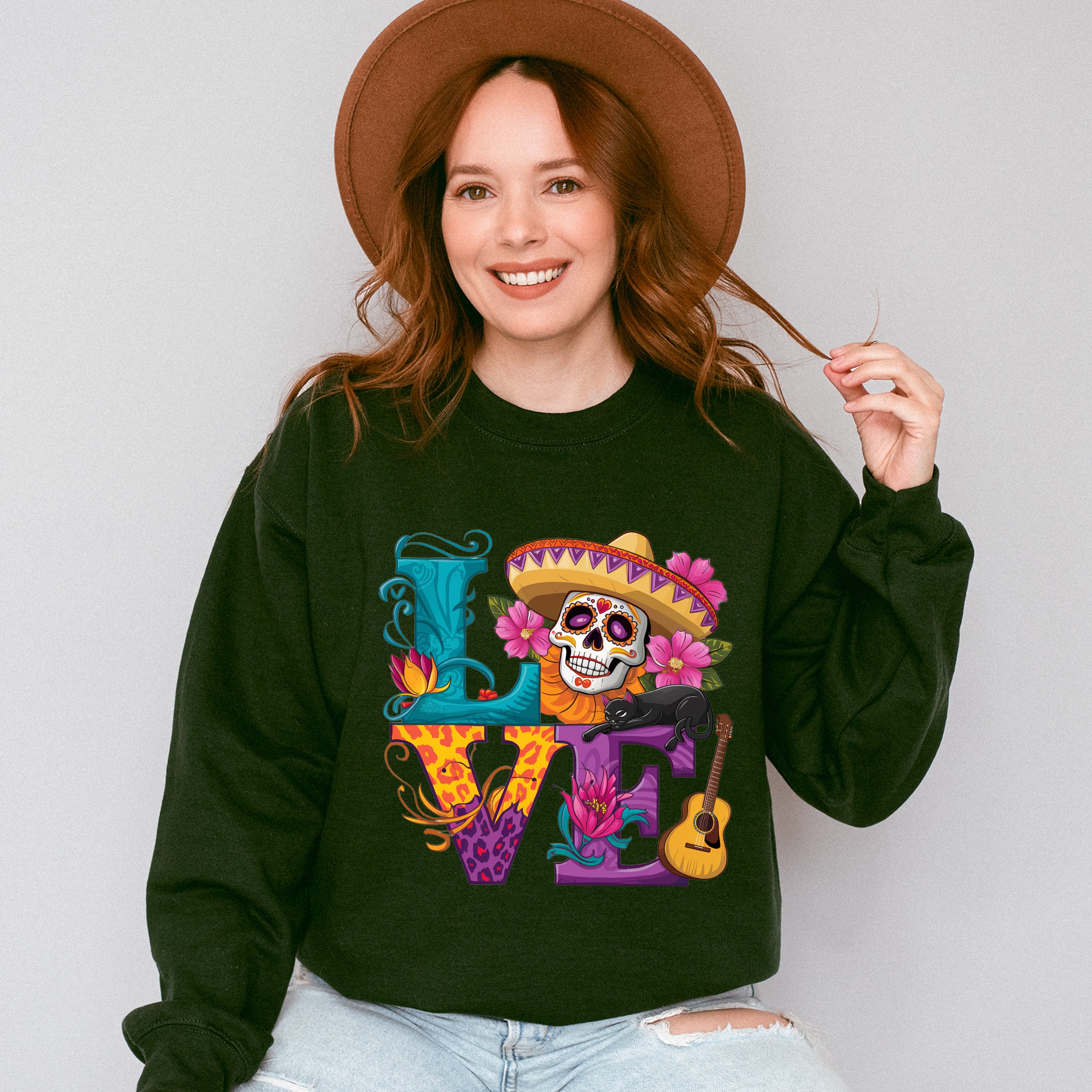 LOVE Design - Day Of The Dead Unisex Crewneck T-Shirt Sweatshirt Hoodie