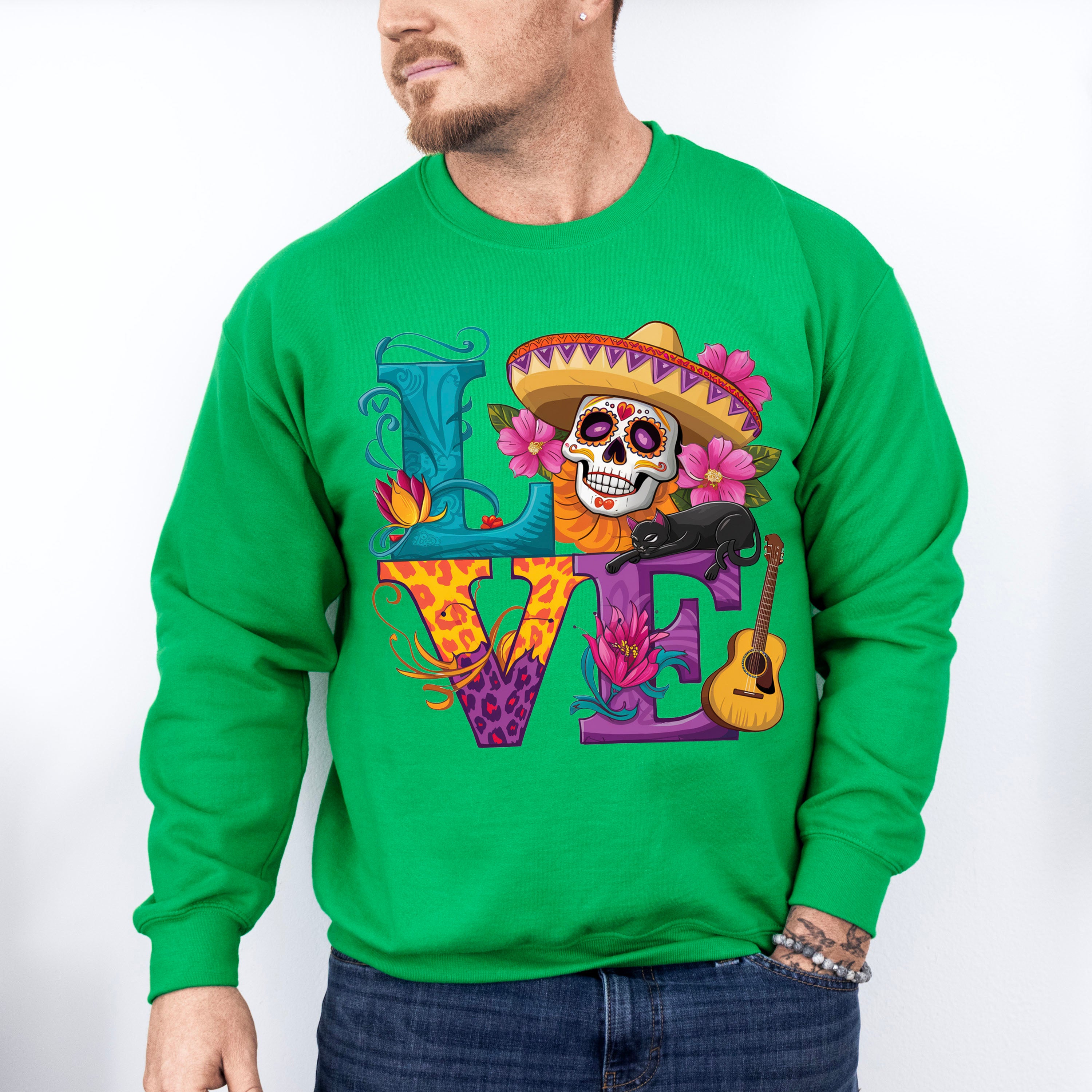 LOVE Design - Day Of The Dead Unisex Crewneck T-Shirt Sweatshirt Hoodie