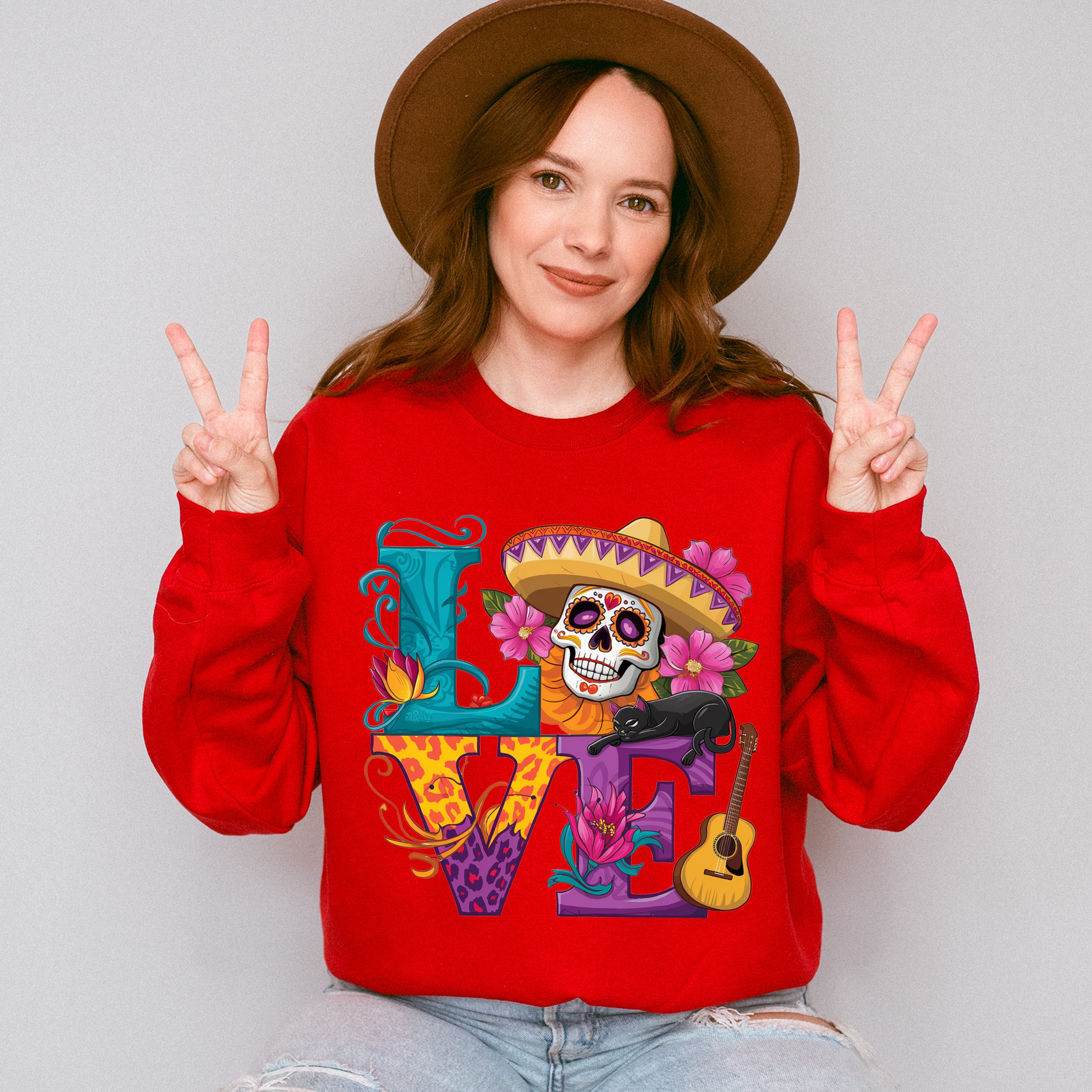 LOVE Design - Day Of The Dead Unisex Crewneck T-Shirt Sweatshirt Hoodie