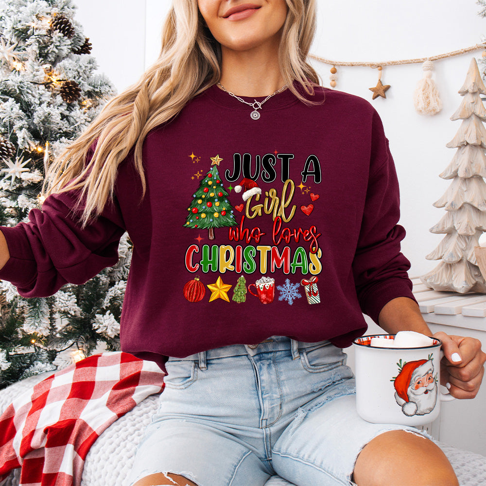 Just a Girl Who Loves Christmas - Christmas Unisex Crewneck T-Shirt Sweatshirt Hoodie