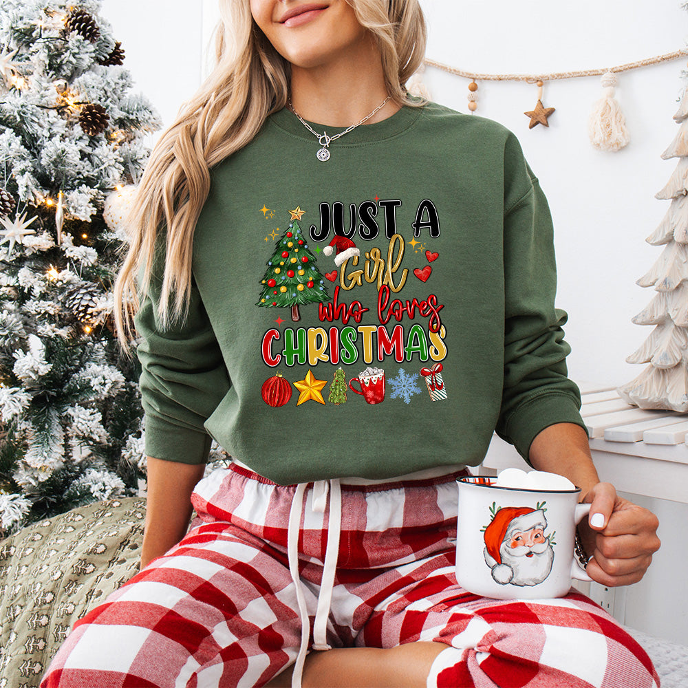 Just a Girl Who Loves Christmas - Christmas Unisex Crewneck T-Shirt Sweatshirt Hoodie