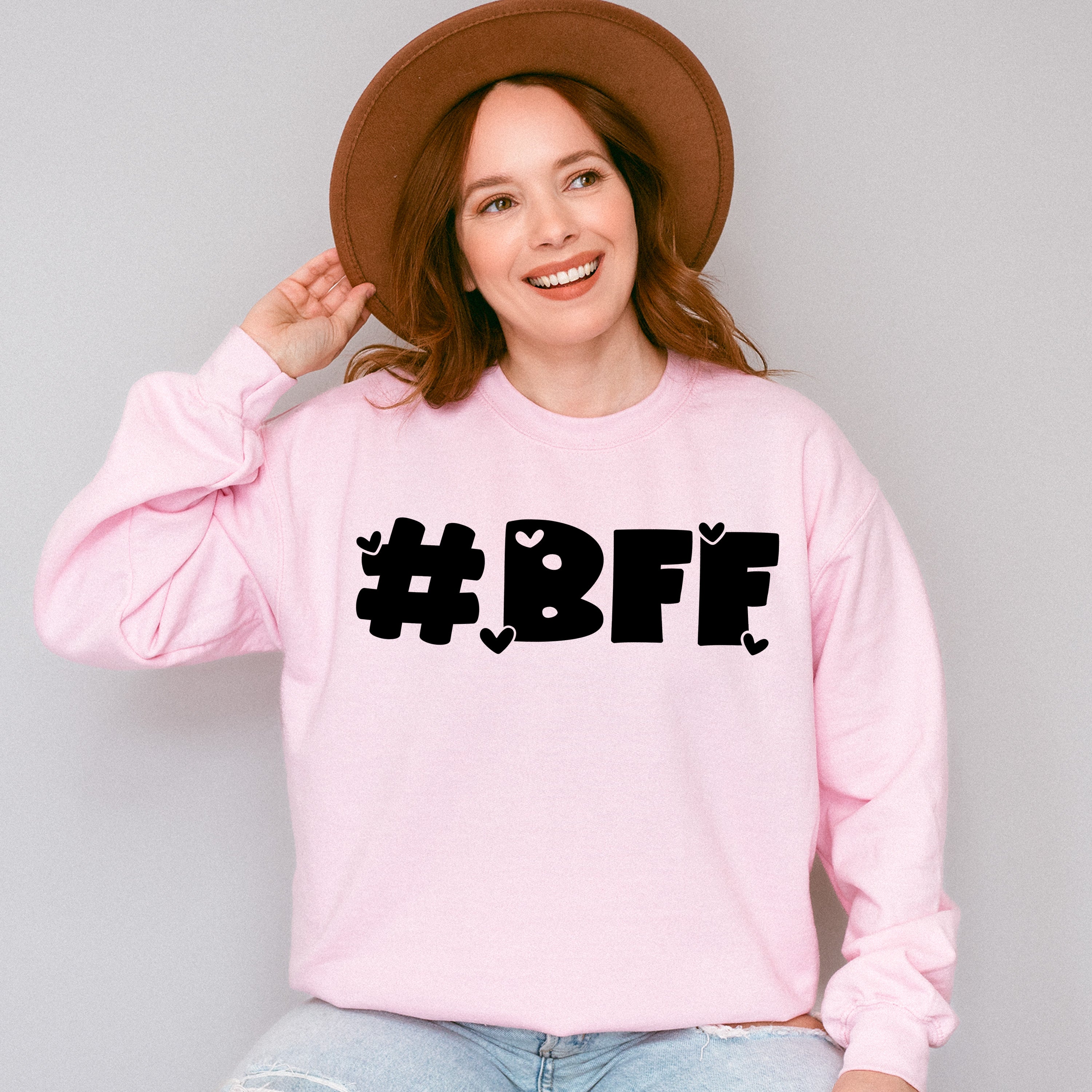 BFF Heart Design - BFF Unisex Crewneck T-Shirt Sweatshirt Hoodie