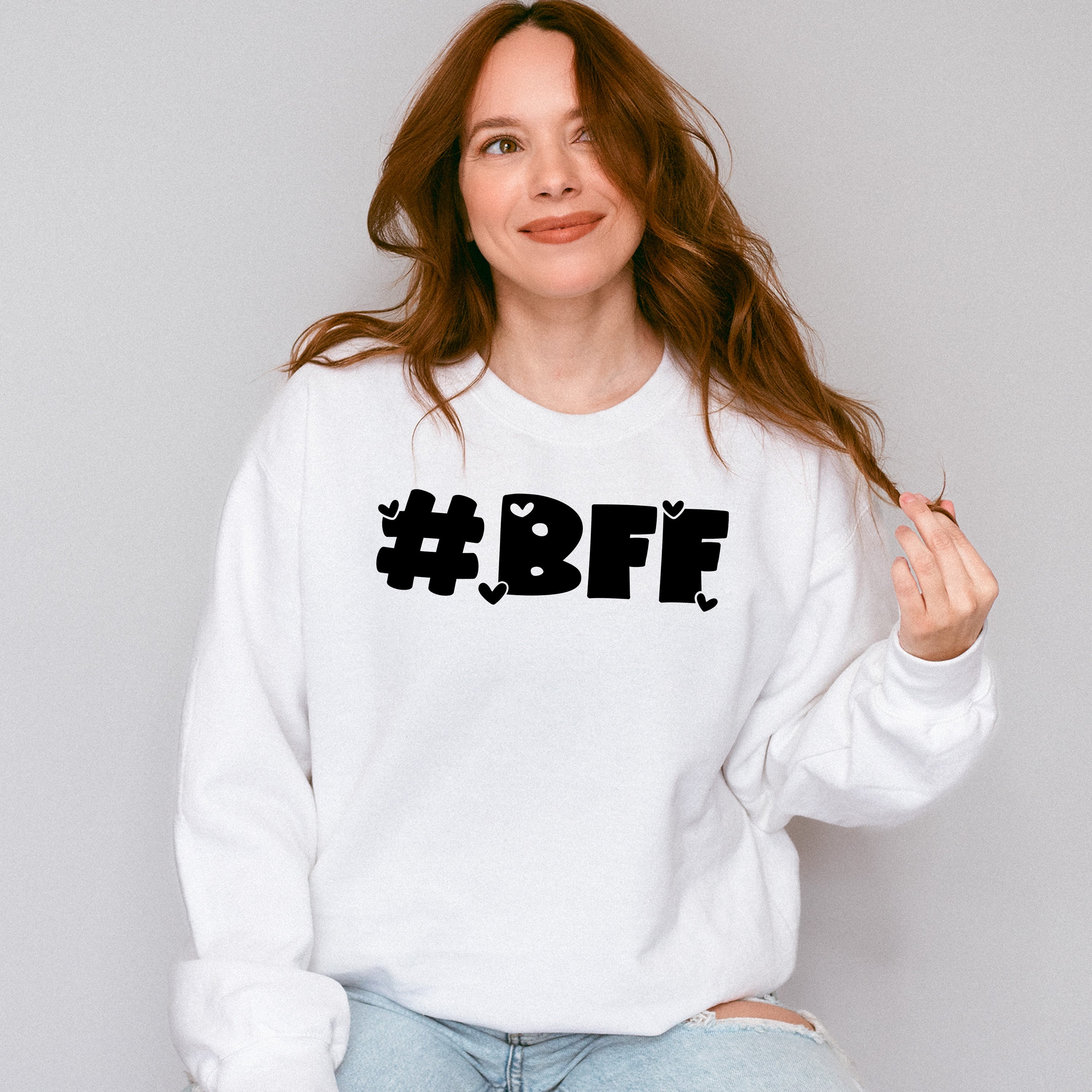 BFF Heart Design - BFF Unisex Crewneck T-Shirt Sweatshirt Hoodie