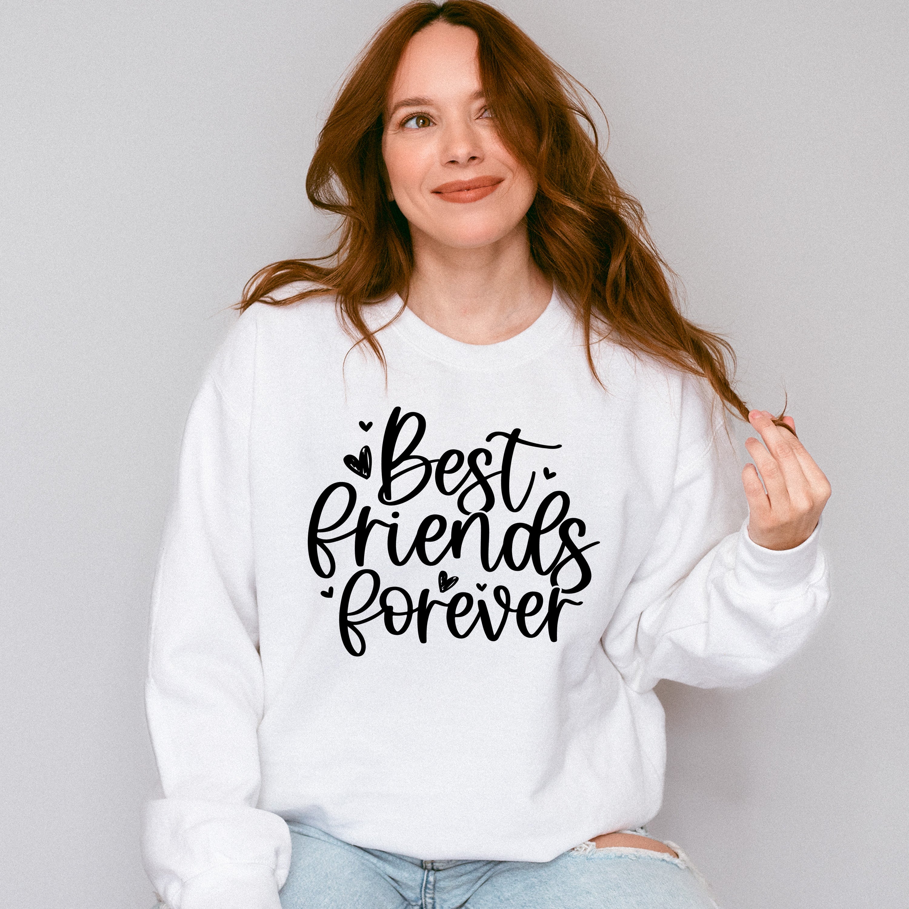 Best Friends Forever Heart Design - BFF Unisex Crewneck T-Shirt Sweatshirt Hoodie