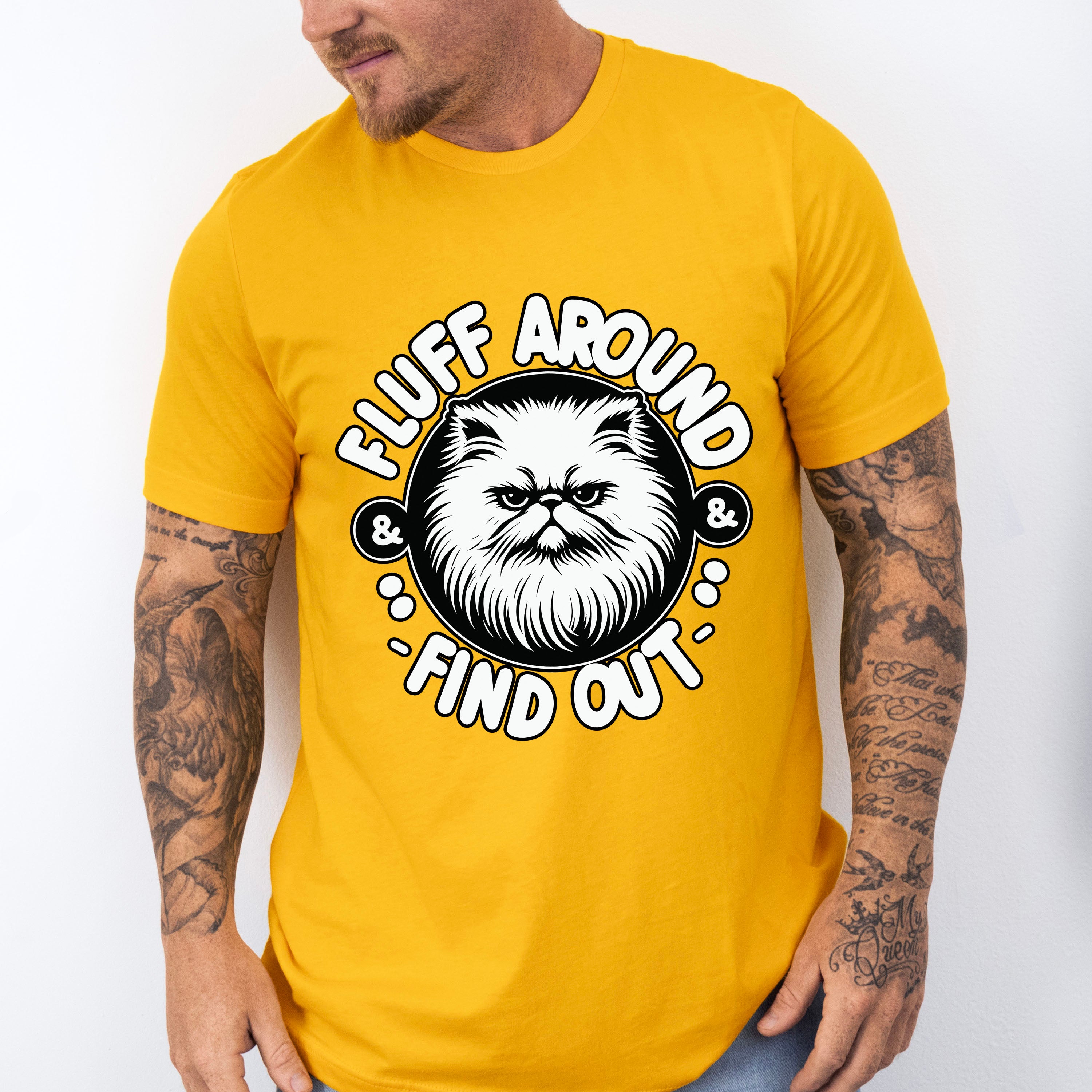 Fluff Around Find Out White Cat Design - Cats Unisex Crewneck T-Shirt Sweatshirt Hoodie