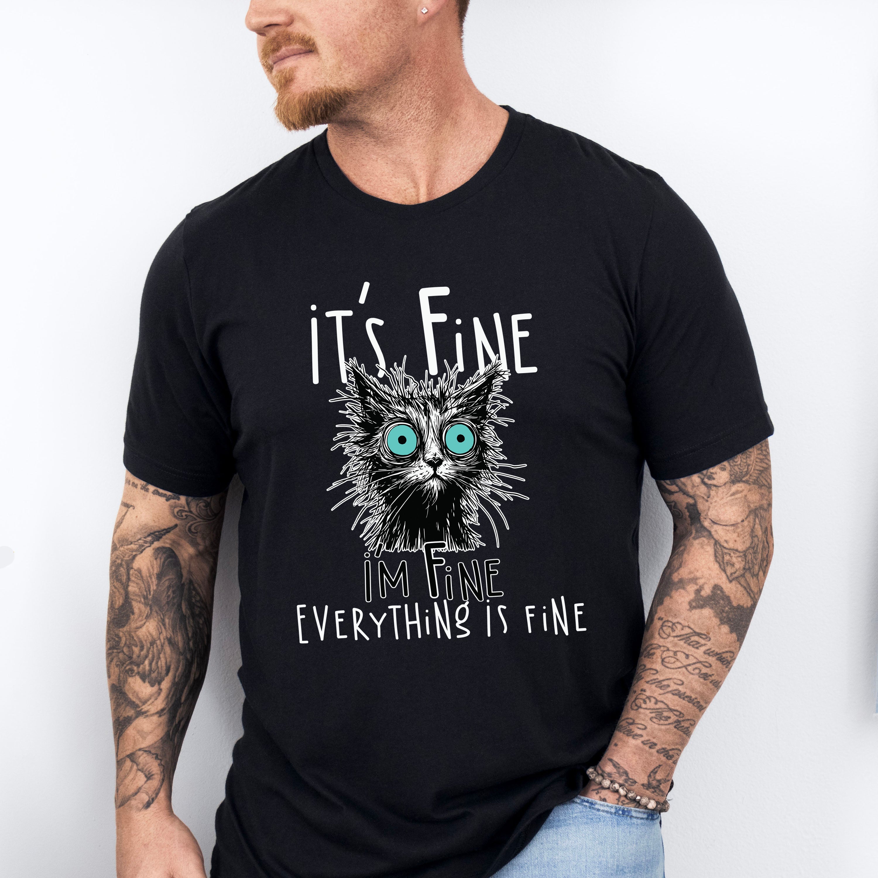 I'm Fine Everything Is Fine - Cats Unisex Crewneck T-Shirt Sweatshirt Hoodie