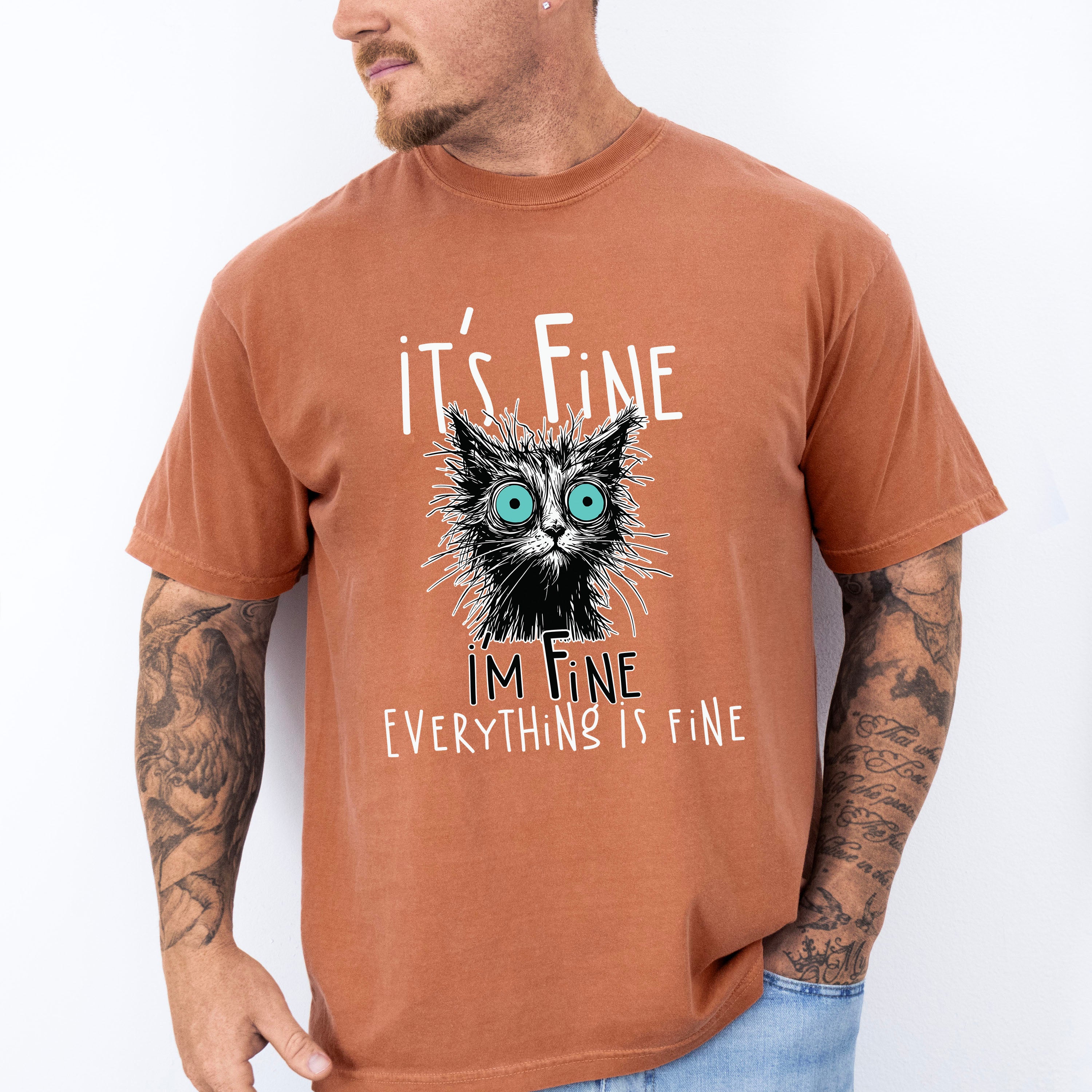 I'm Fine Everything Is Fine - Cats Unisex Crewneck T-Shirt Sweatshirt Hoodie