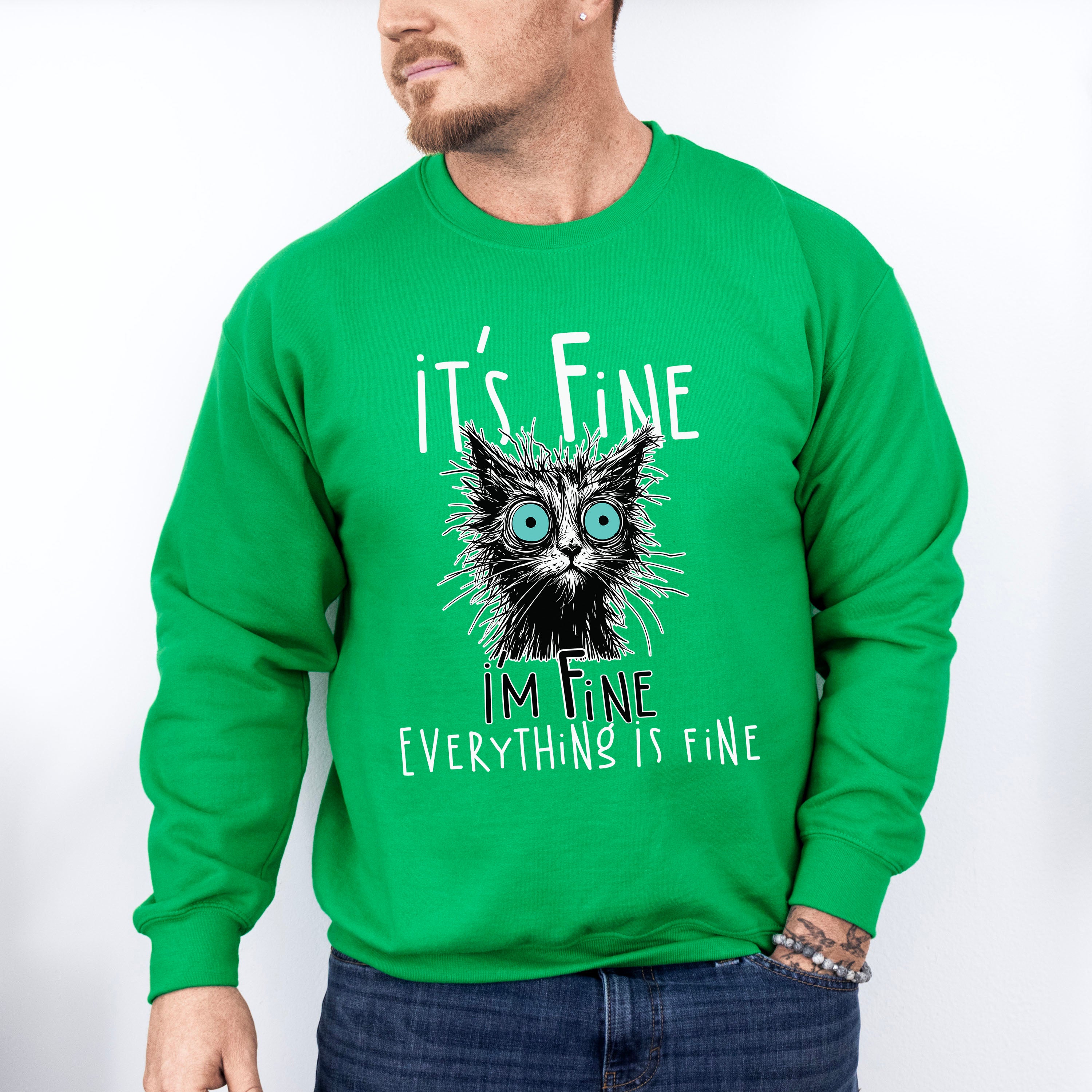 I'm Fine Everything Is Fine - Cats Unisex Crewneck T-Shirt Sweatshirt Hoodie