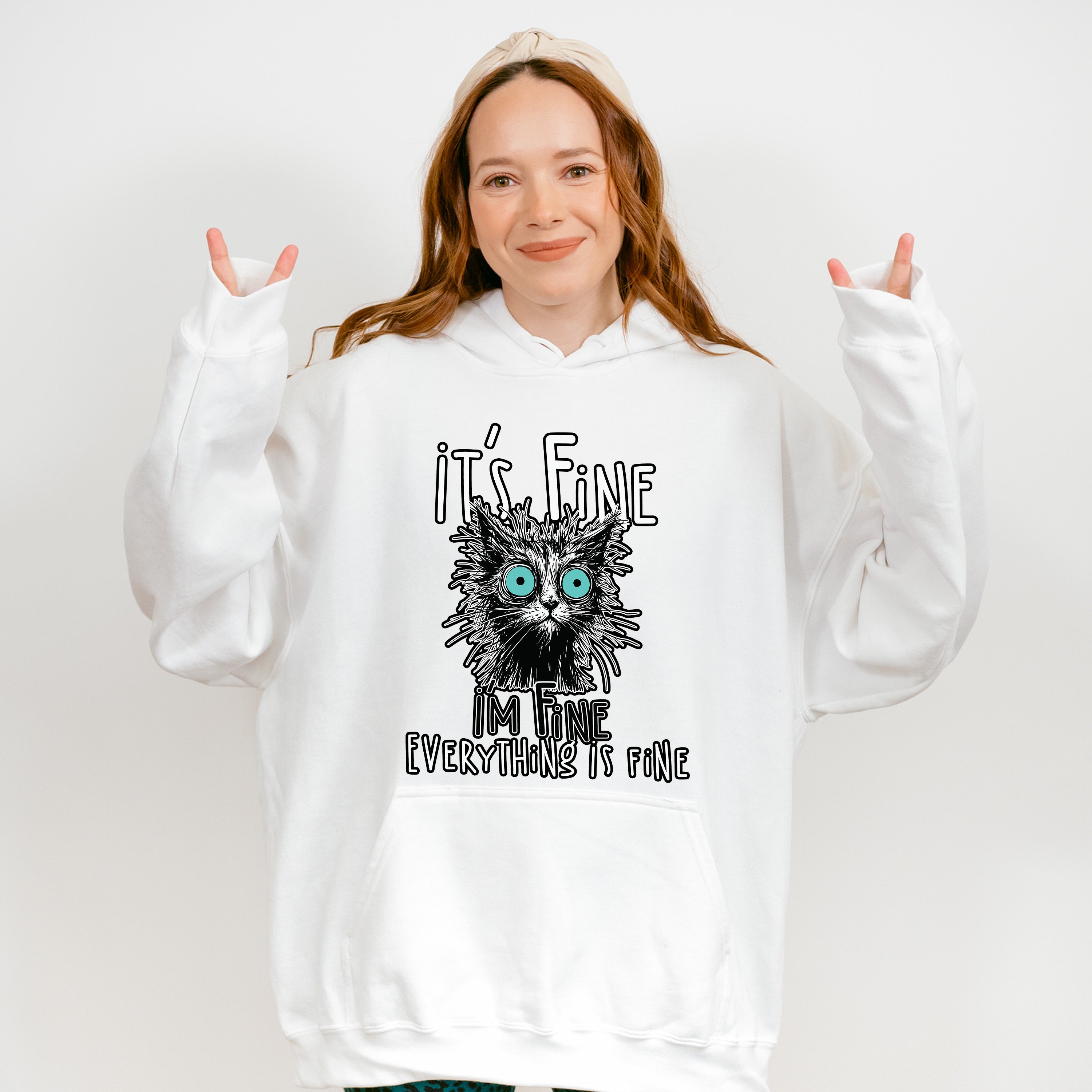I'm Fine Everything Is Fine - Cats Unisex Crewneck T-Shirt Sweatshirt Hoodie