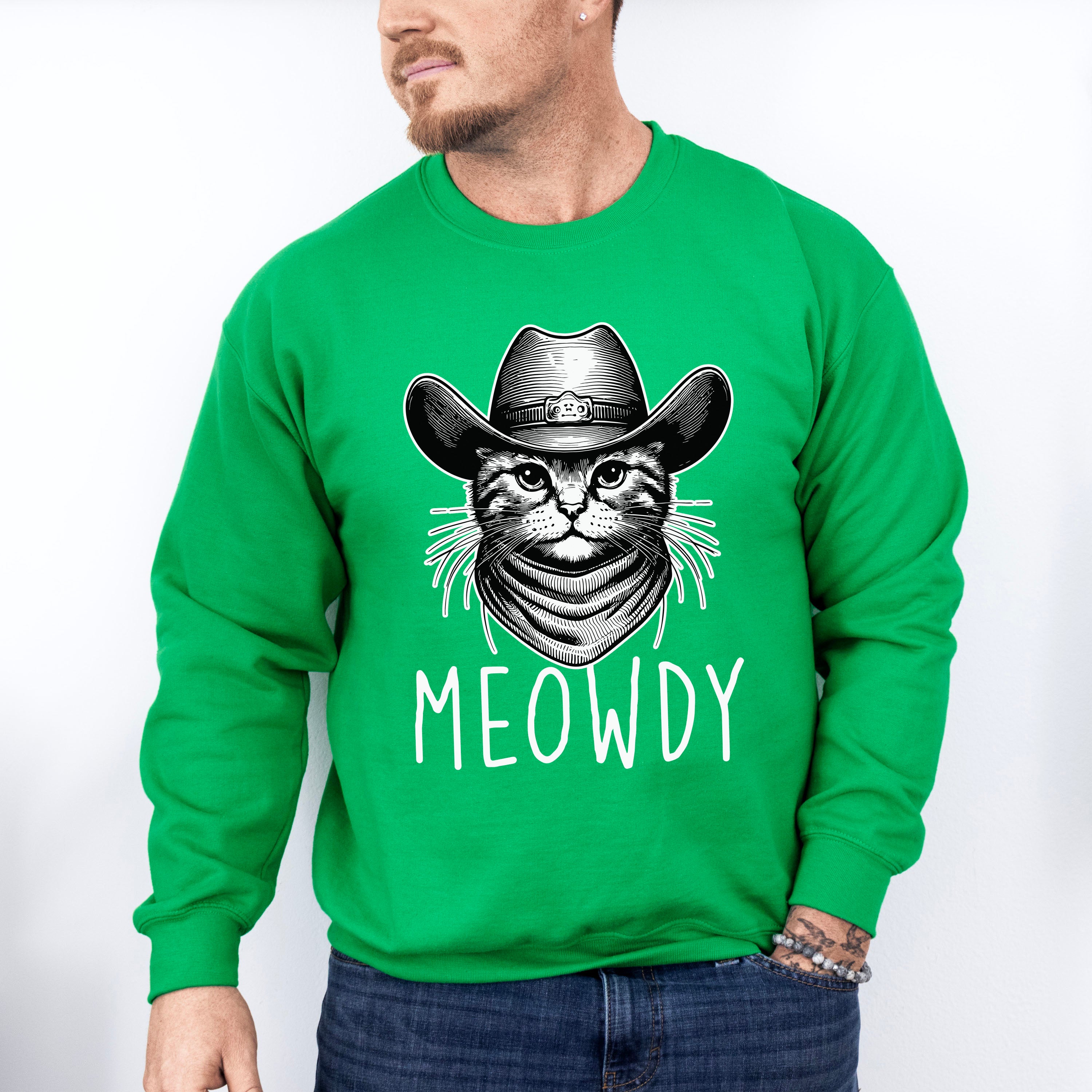 Meowdy Cowboy Cat - Cats Unisex Crewneck T-Shirt Sweatshirt Hoodie